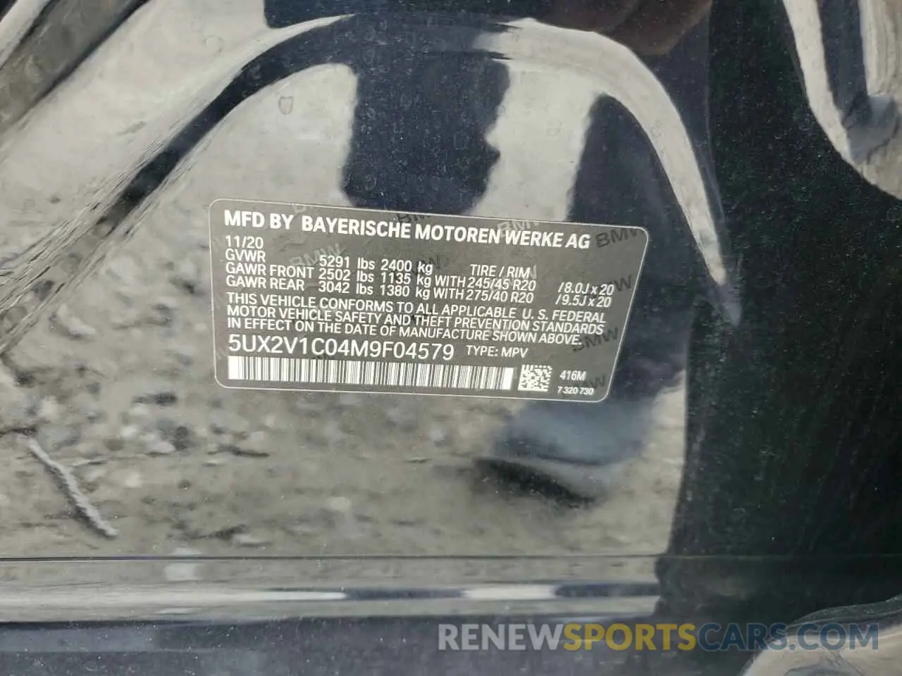 13 Photograph of a damaged car 5UX2V1C04M9F04579 BMW X4 2021