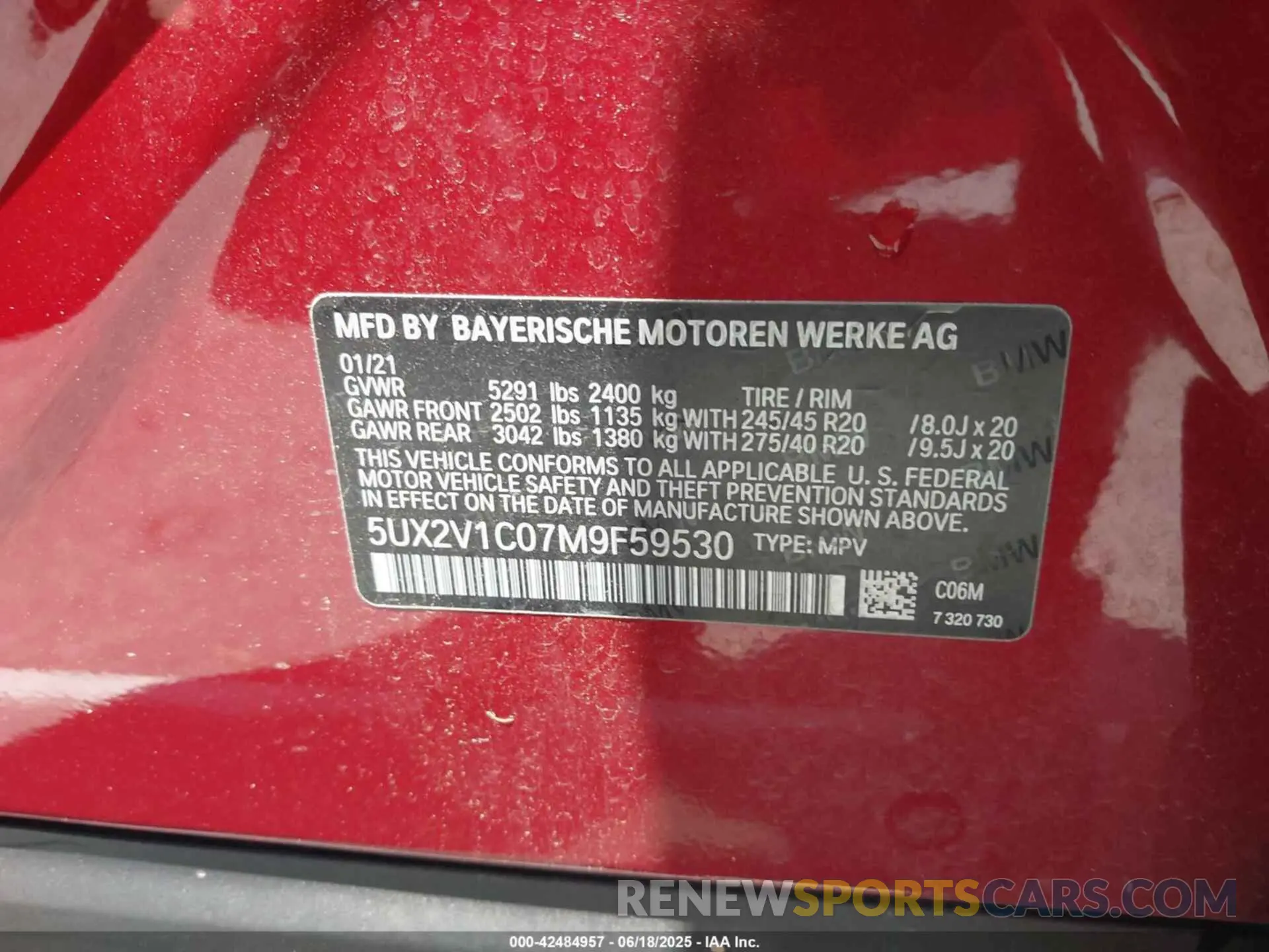 9 Фотография поврежденного автомобиля 5UX2V1C07M9F59530 BMW X4 2021