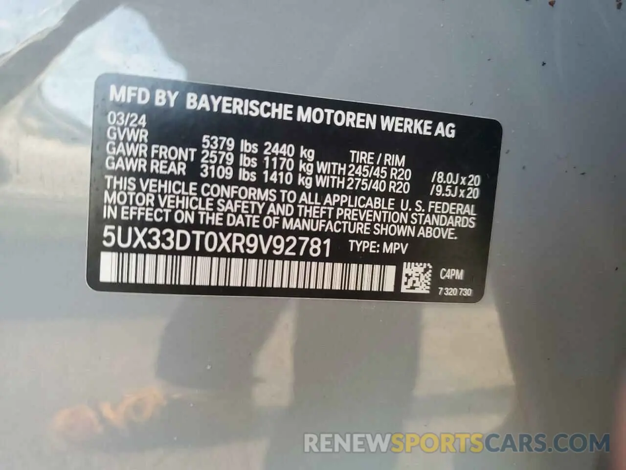 14 Фотография поврежденного автомобиля 5UX33DT0XR9V92781 BMW X4 2024