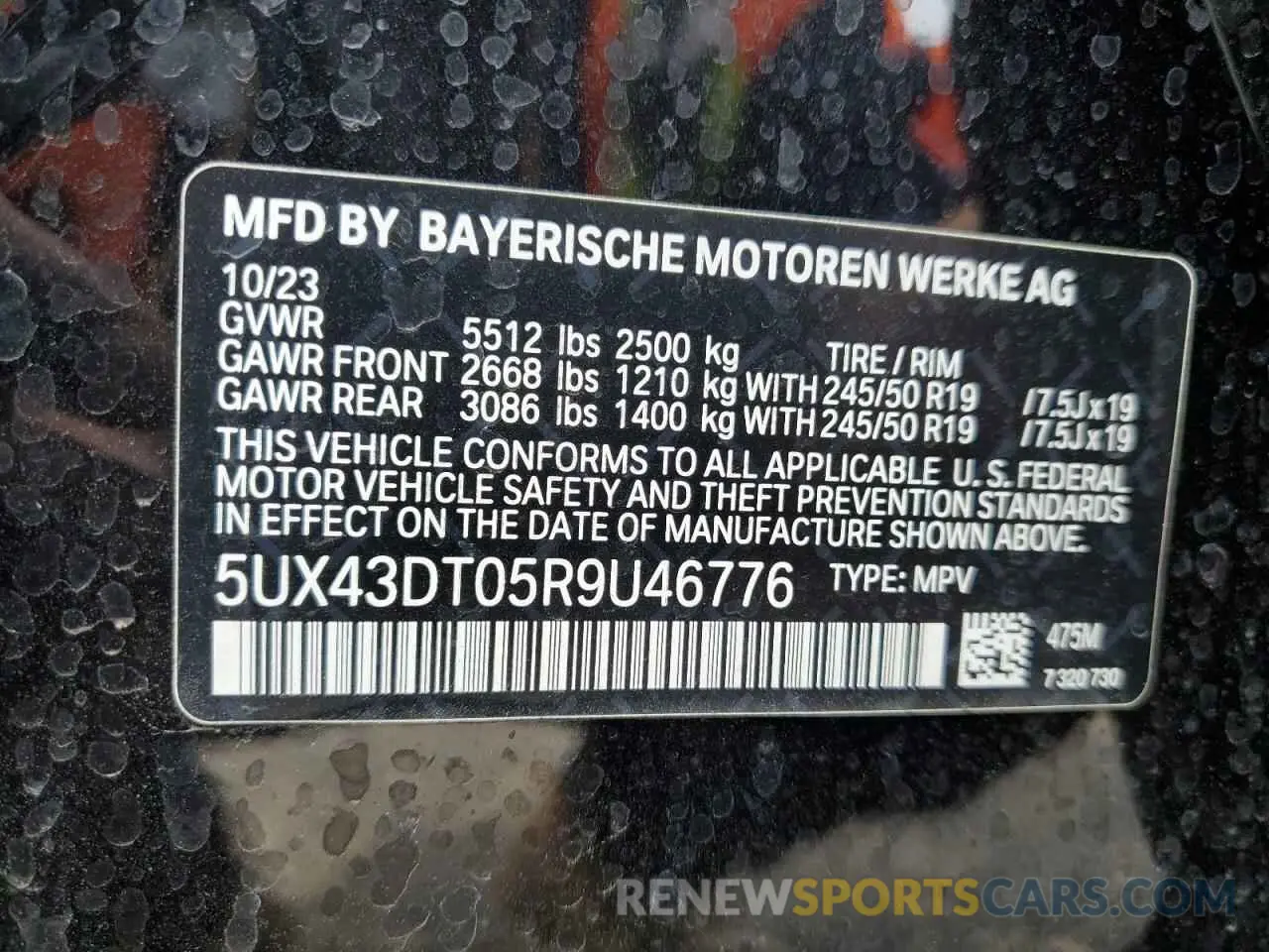 13 Photograph of a damaged car 5UX43DT05R9U46776 BMW X4 2024