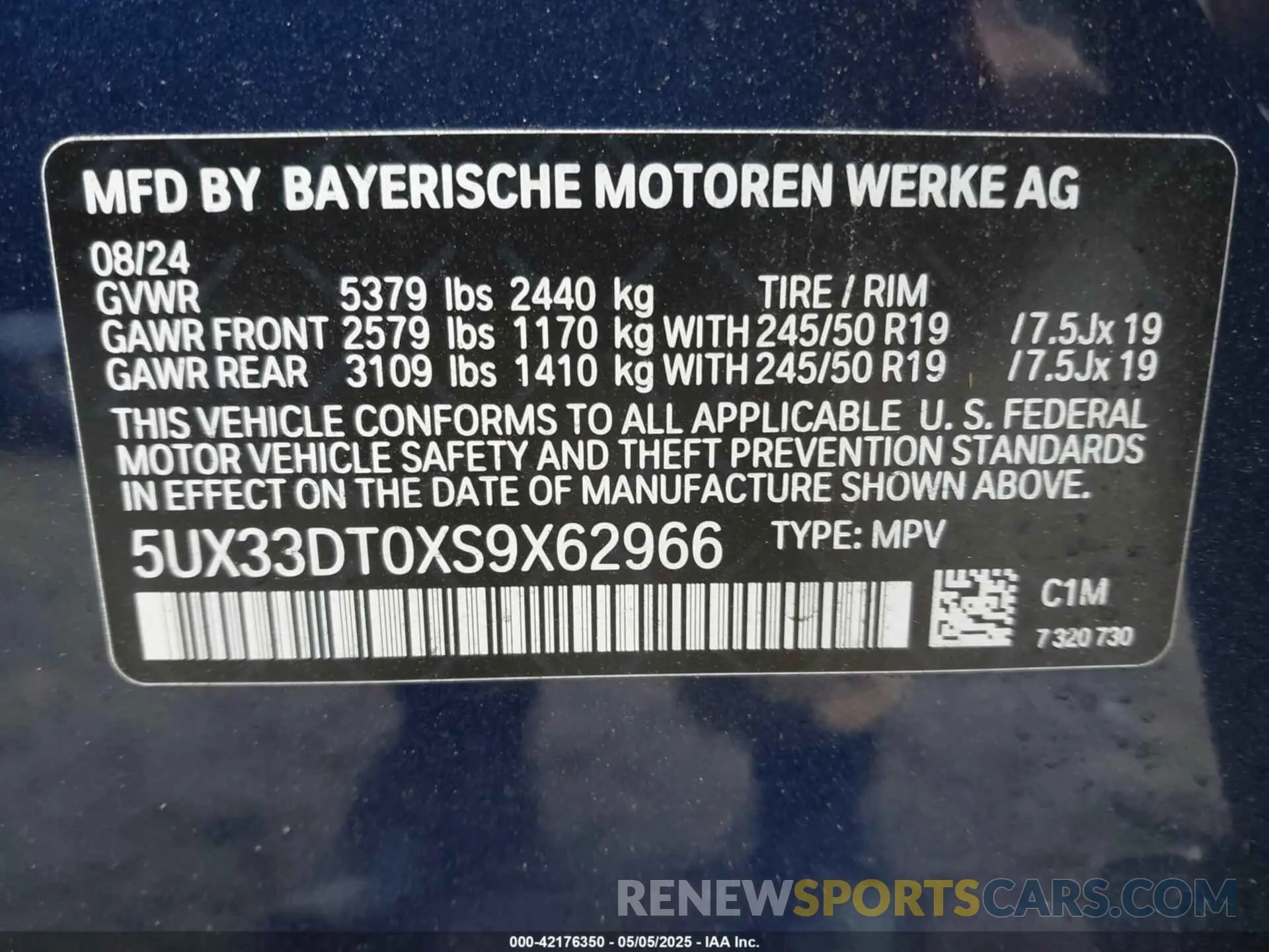 9 Фотография поврежденного автомобиля 5UX33DT0XS9X62966 BMW X4 2025