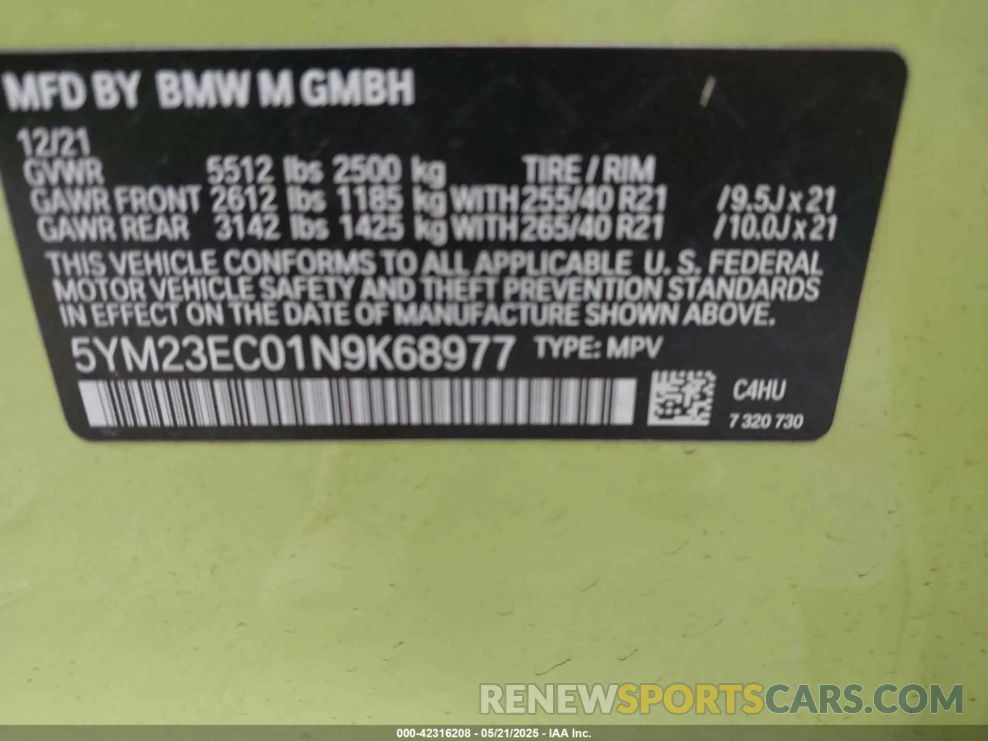 9 Фотография поврежденного автомобиля 5YM23EC01N9K68977 BMW X4 M 2022