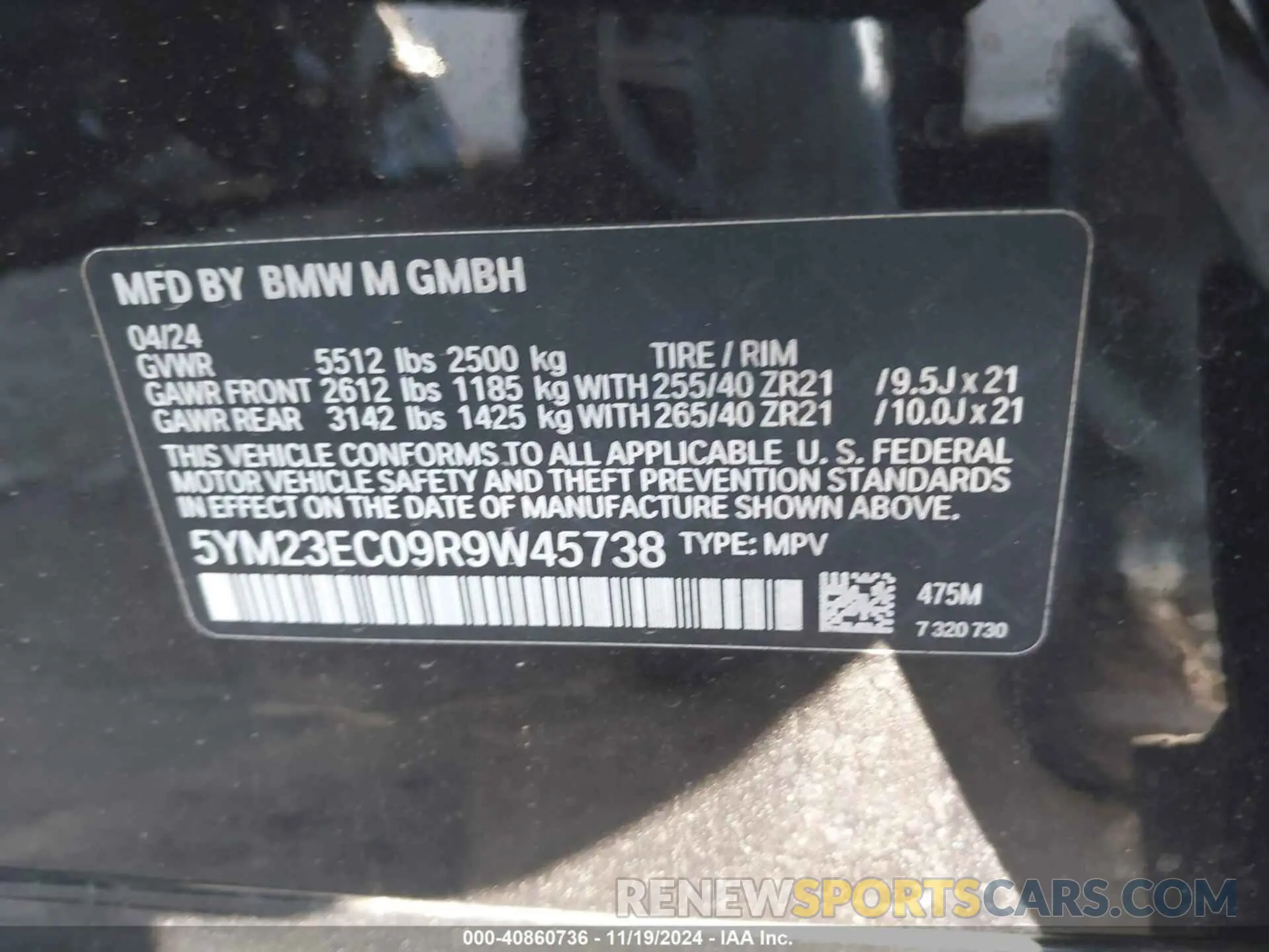 9 Photograph of a damaged car 5YM23EC09R9W45738 BMW X4 M 2024