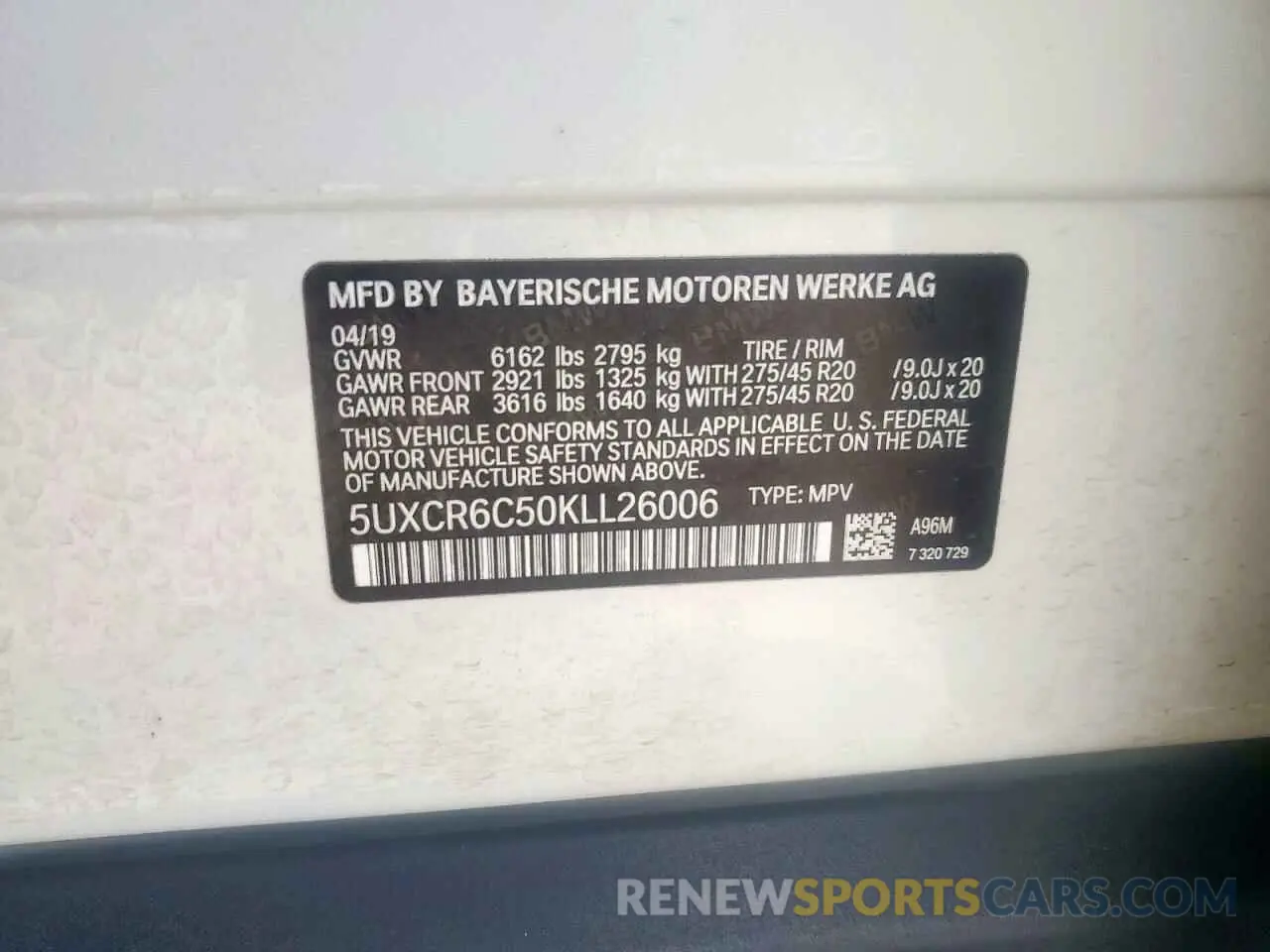13 Photograph of a damaged car 5UXCR6C50KLL26006 BMW X5 2019