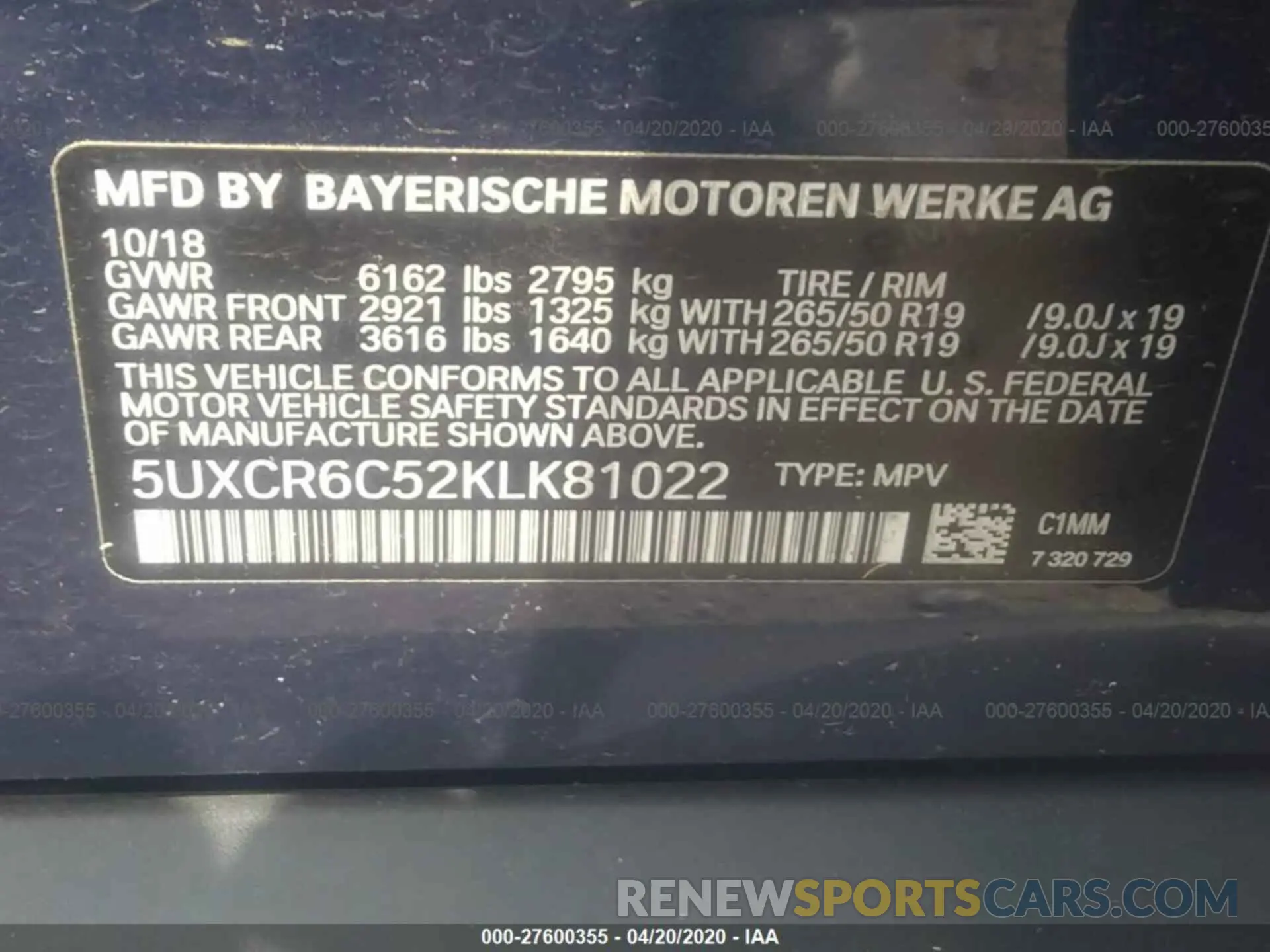 9 Photograph of a damaged car 5UXCR6C52KLK81022 BMW X5 2019