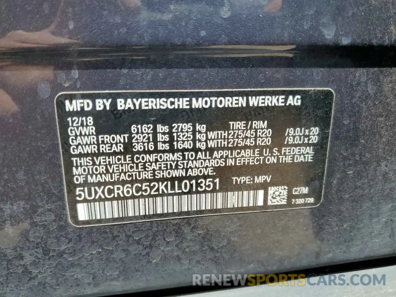13 Photograph of a damaged car 5UXCR6C52KLL01351 BMW X5 2019