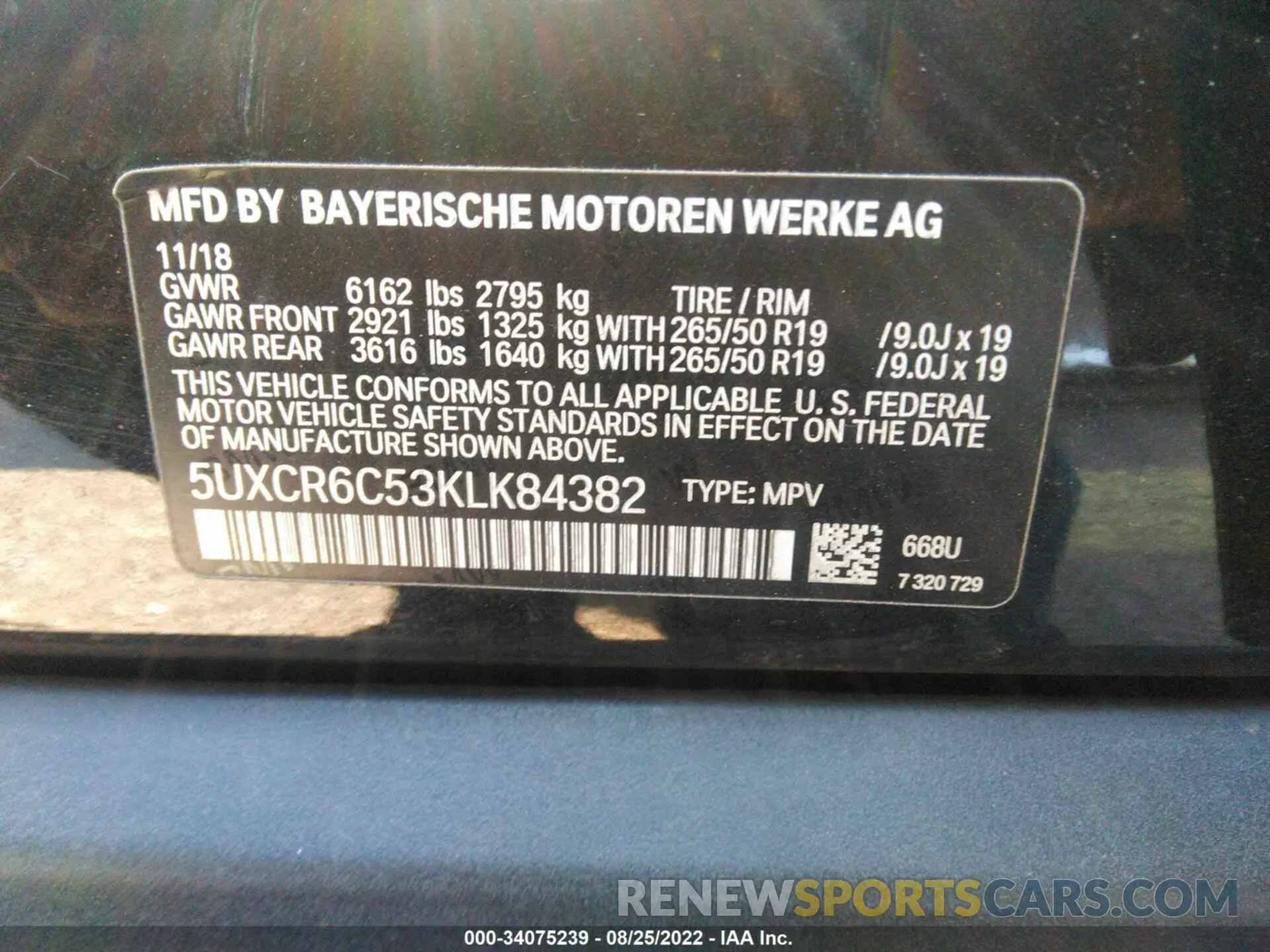 9 Фотография поврежденного автомобиля 5UXCR6C53KLK84382 BMW X5 2019