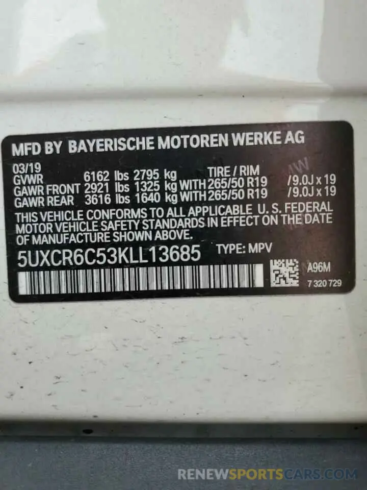 14 Photograph of a damaged car 5UXCR6C53KLL13685 BMW X5 2019