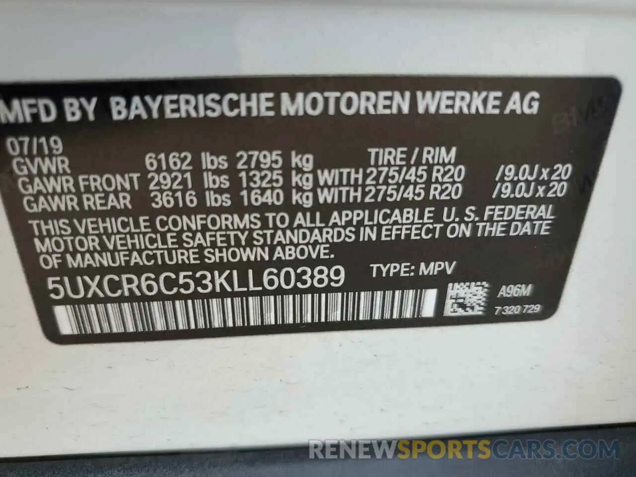 13 Photograph of a damaged car 5UXCR6C53KLL60389 BMW X5 2019