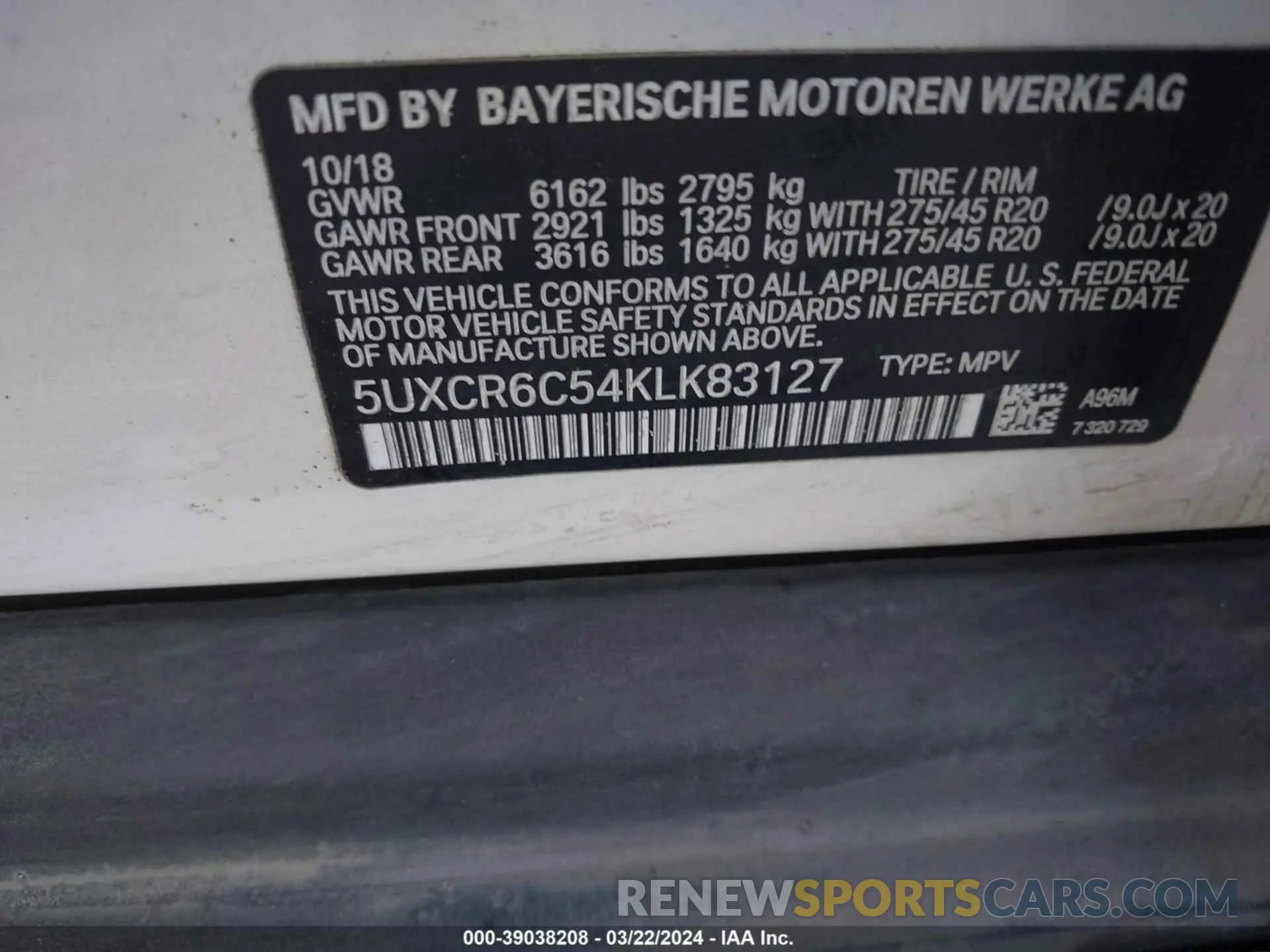 9 Photograph of a damaged car 5UXCR6C54KLK83127 BMW X5 2019