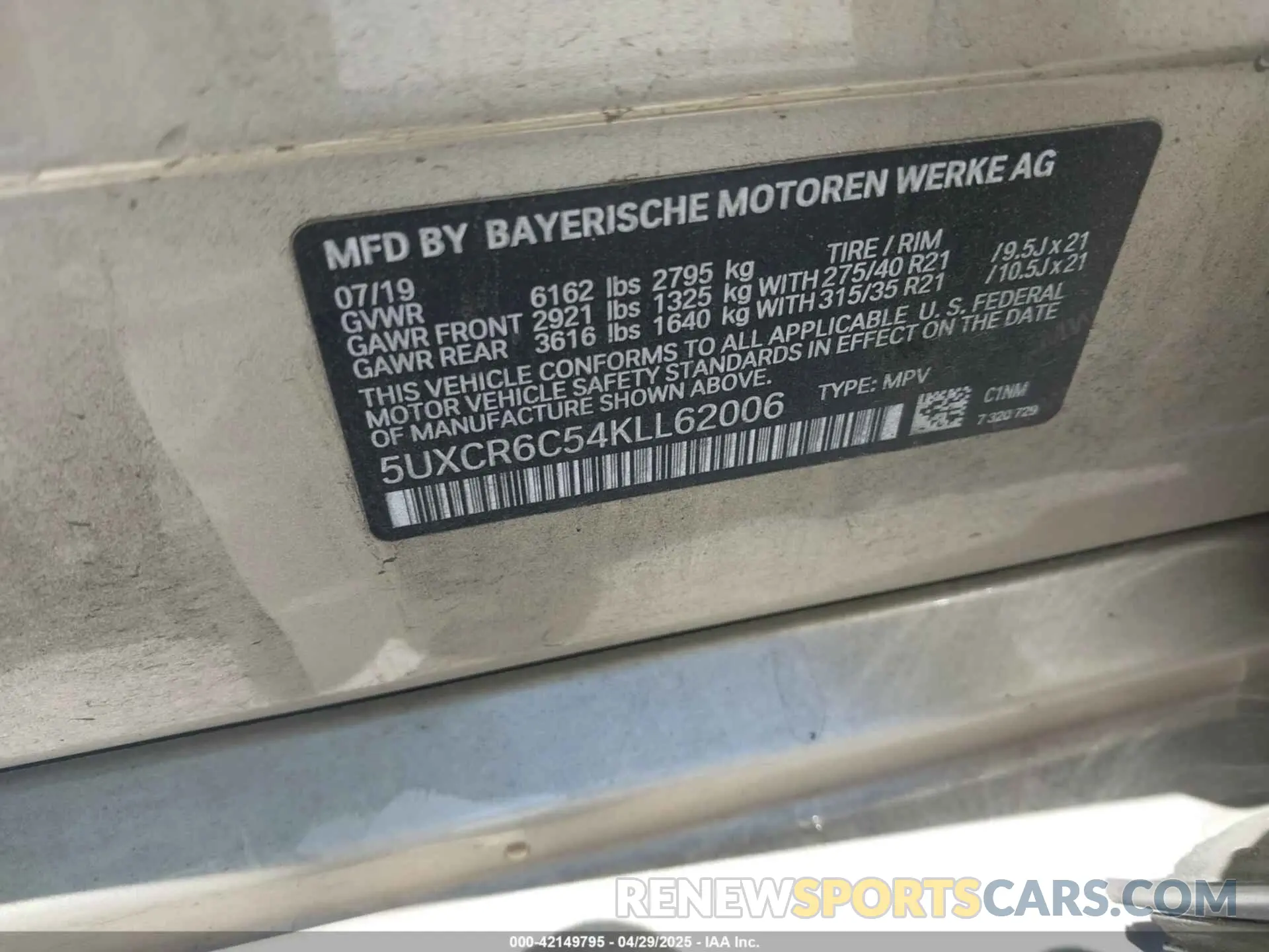 9 Фотография поврежденного автомобиля 5UXCR6C54KLL62006 BMW X5 2019