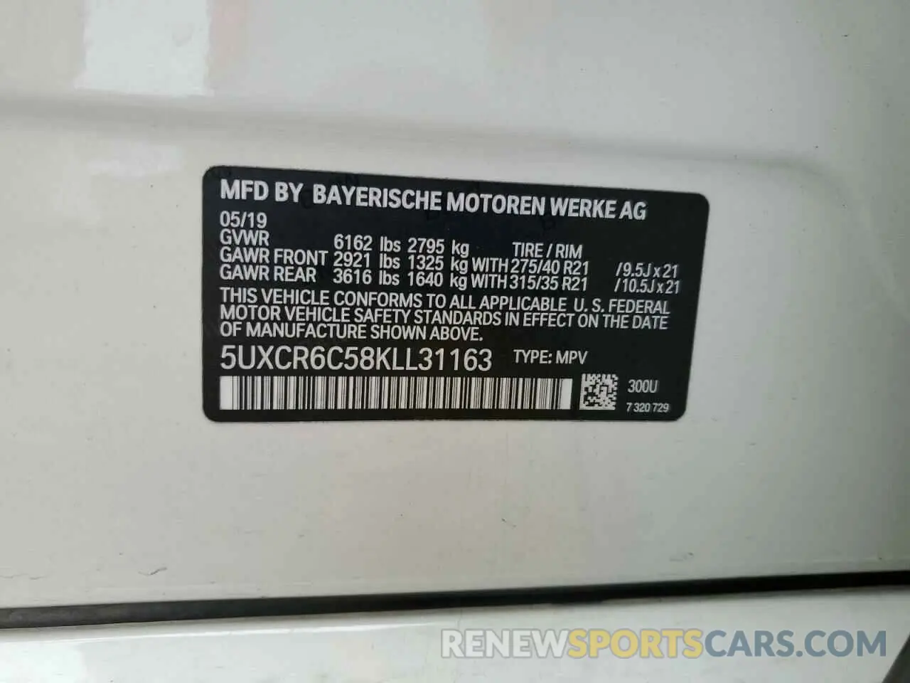16 Photograph of a damaged car 5UXCR6C58KLL31163 BMW X5 2019