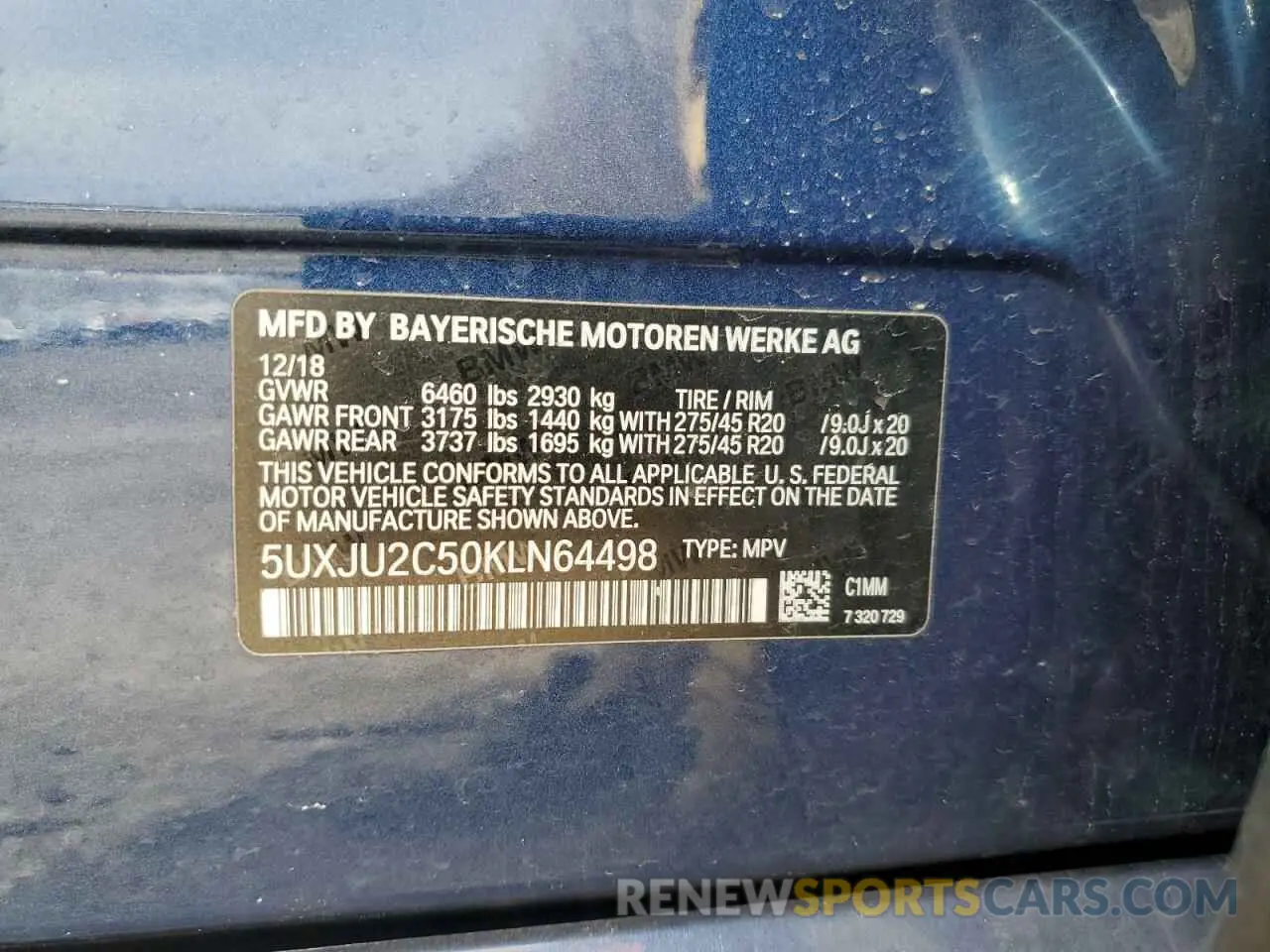 14 Photograph of a damaged car 5UXJU2C50KLN64498 BMW X5 2019