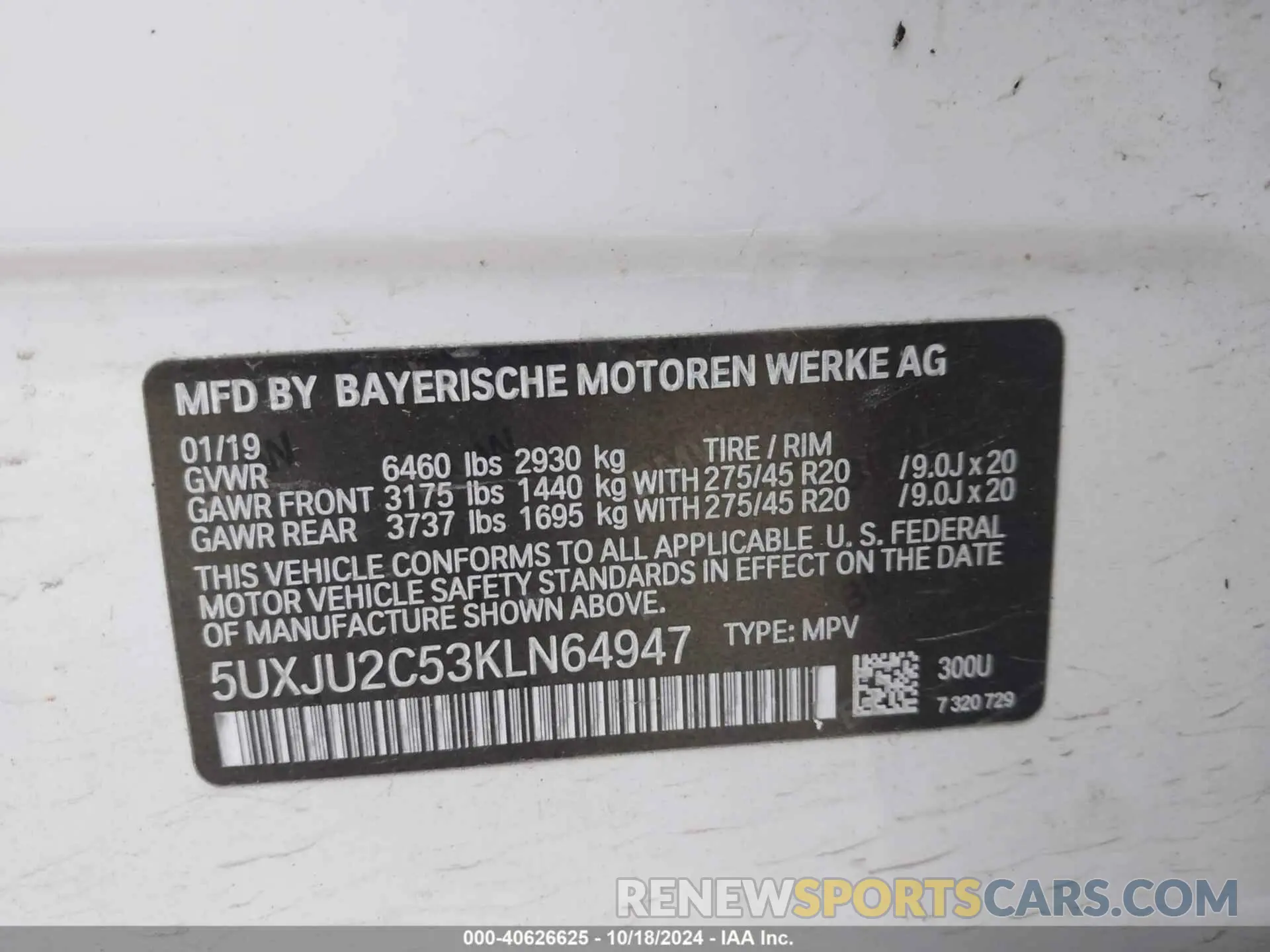 9 Photograph of a damaged car 5UXJU2C53KLN64947 BMW X5 2019