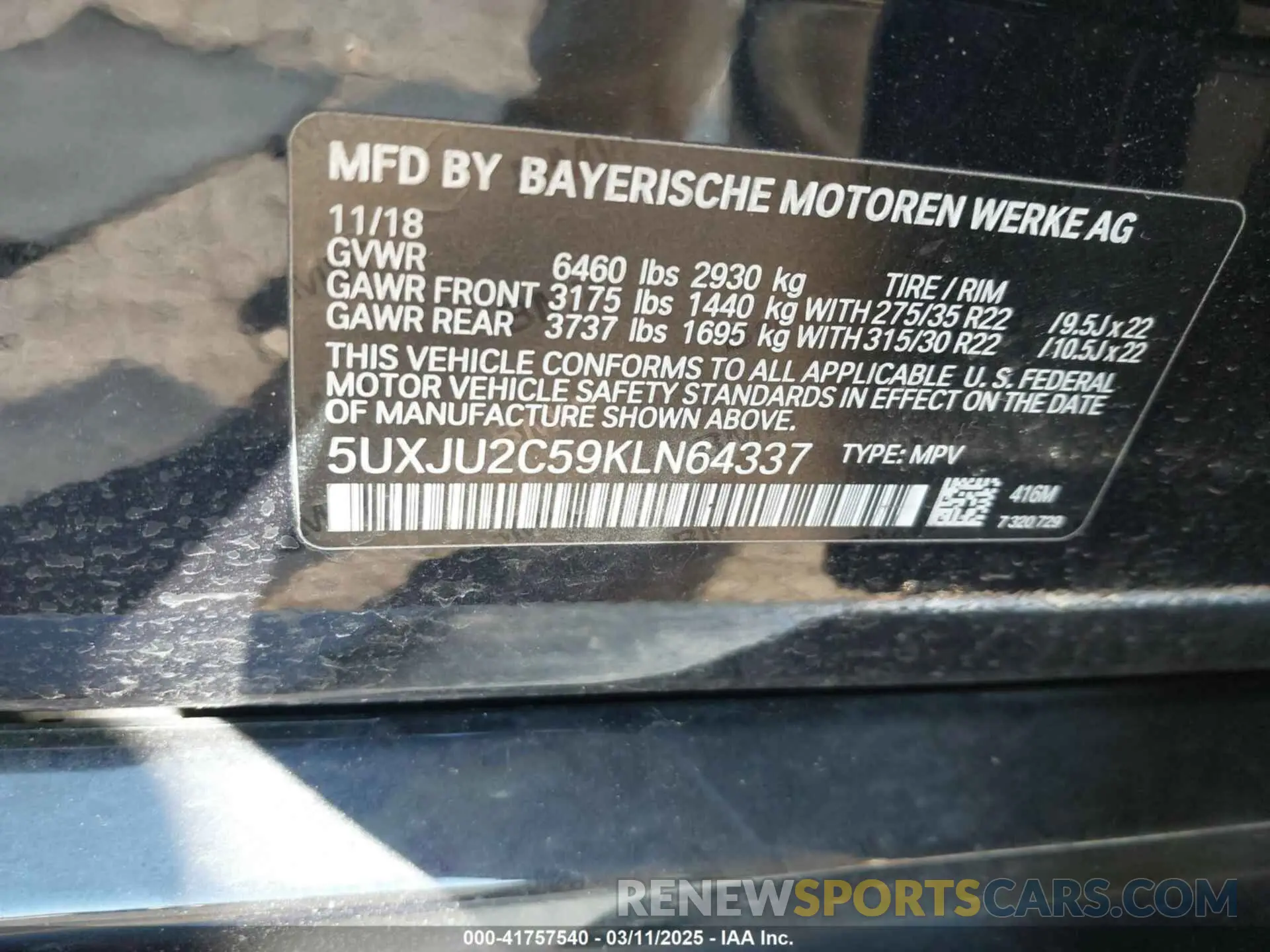 9 Фотография поврежденного автомобиля 5UXJU2C59KLN64337 BMW X5 2019