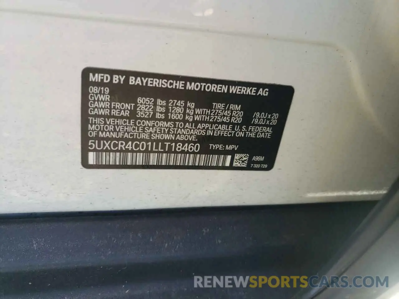 10 Фотография поврежденного автомобиля 5UXCR4C01LLT18460 BMW X5 2020