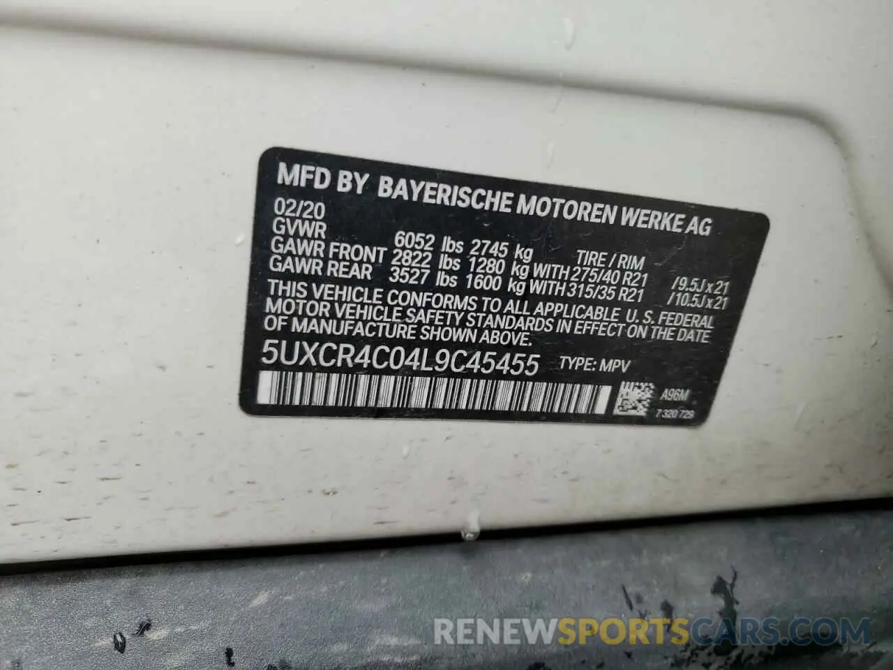 15 Photograph of a damaged car 5UXCR4C04L9C45455 BMW X5 2020