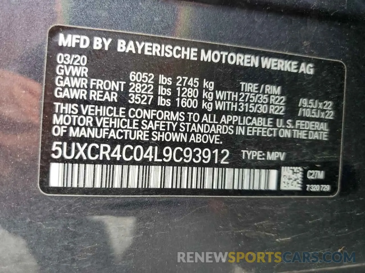 13 Photograph of a damaged car 5UXCR4C04L9C93912 BMW X5 2020