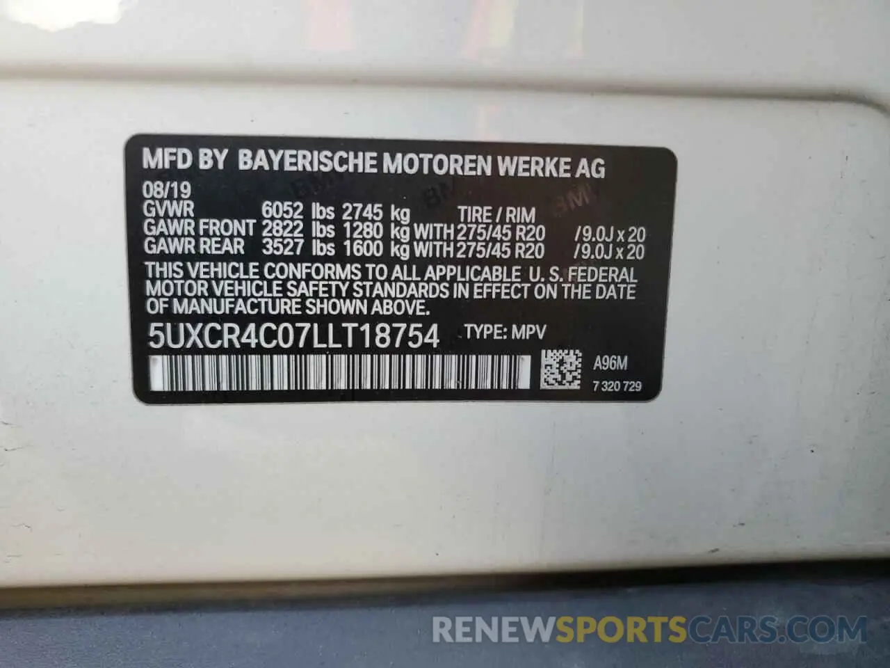 14 Photograph of a damaged car 5UXCR4C07LLT18754 BMW X5 2020
