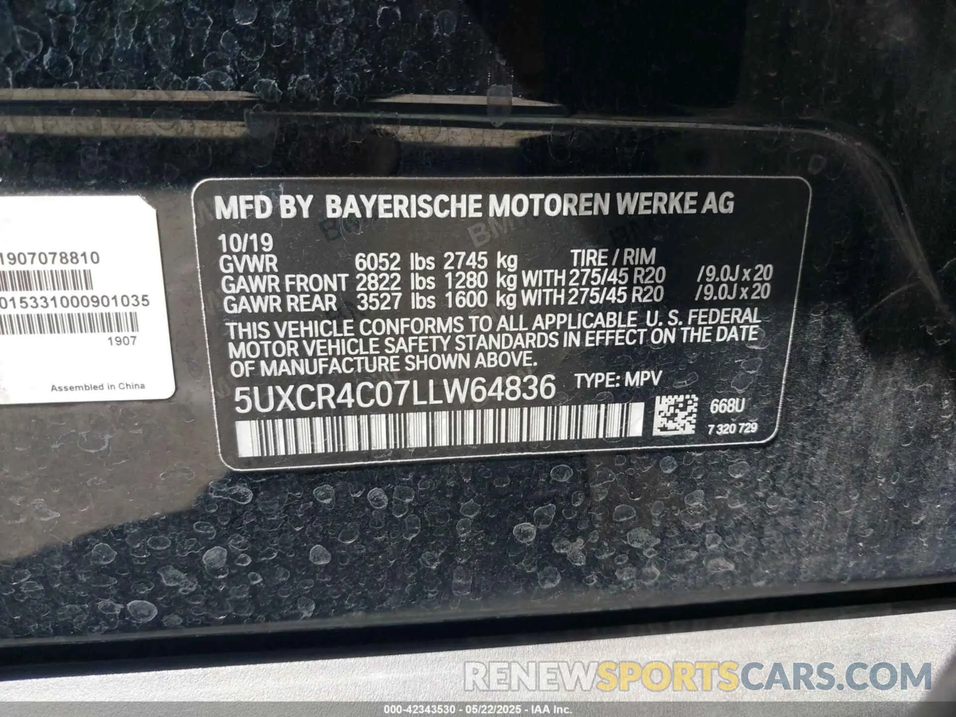 9 Photograph of a damaged car 5UXCR4C07LLW64836 BMW X5 2020