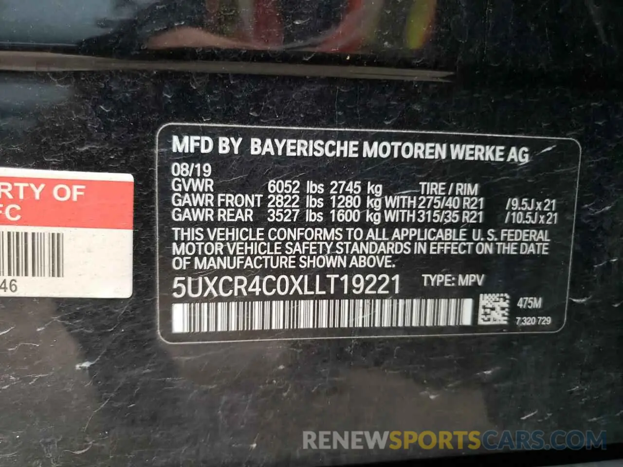 10 Фотография поврежденного автомобиля 5UXCR4C0XLLT19221 BMW X5 2020