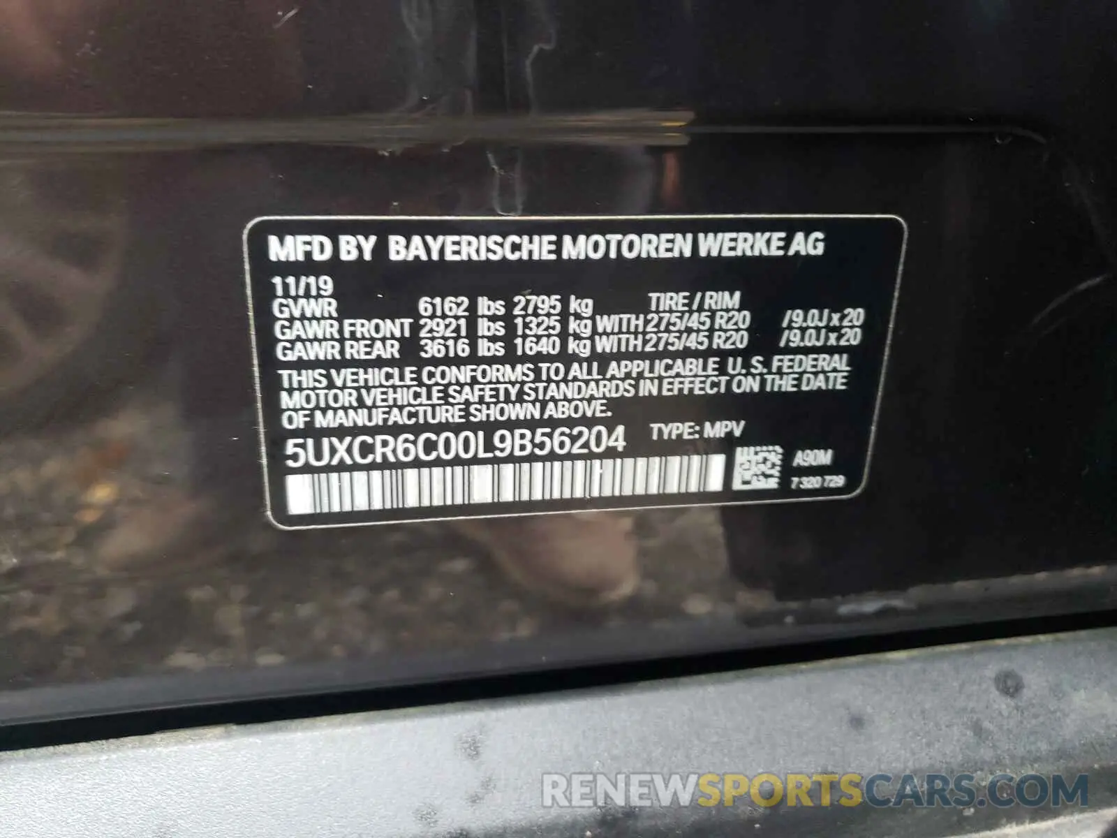 10 Photograph of a damaged car 5UXCR6C00L9B56204 BMW X5 2020