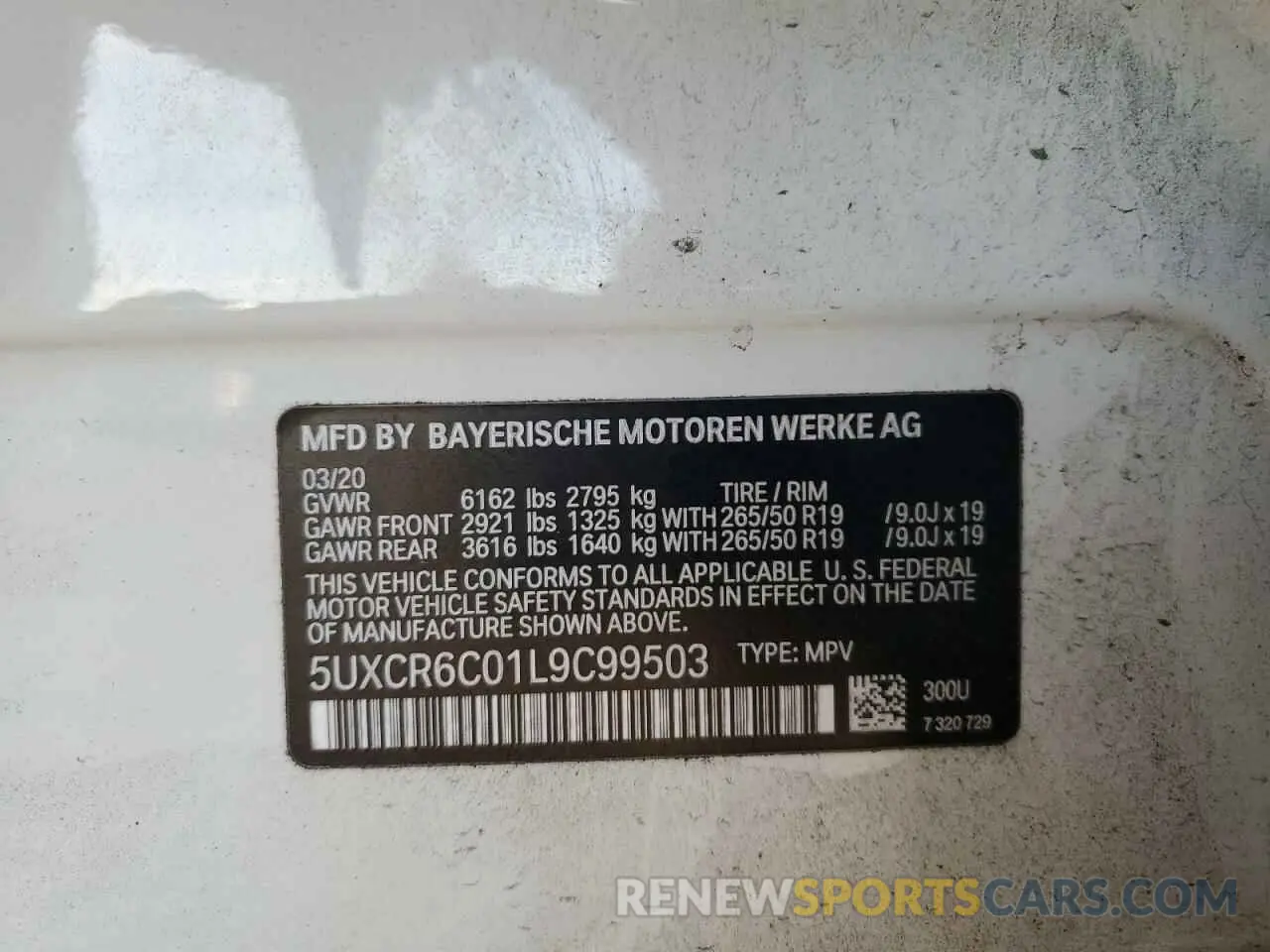 13 Photograph of a damaged car 5UXCR6C01L9C99503 BMW X5 2020