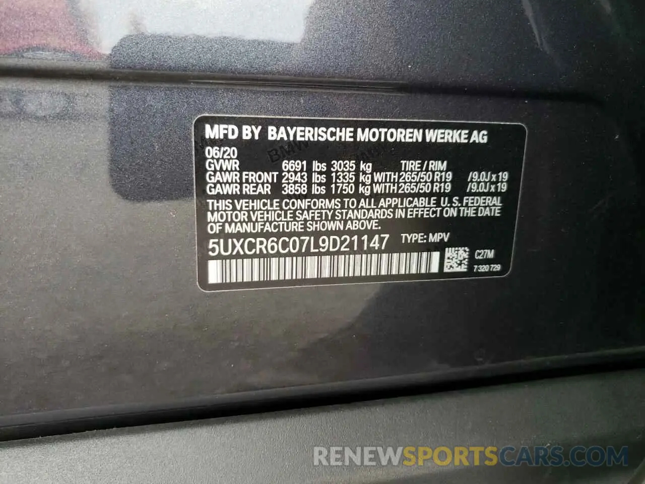 10 Photograph of a damaged car 5UXCR6C07L9D21147 BMW X5 2020
