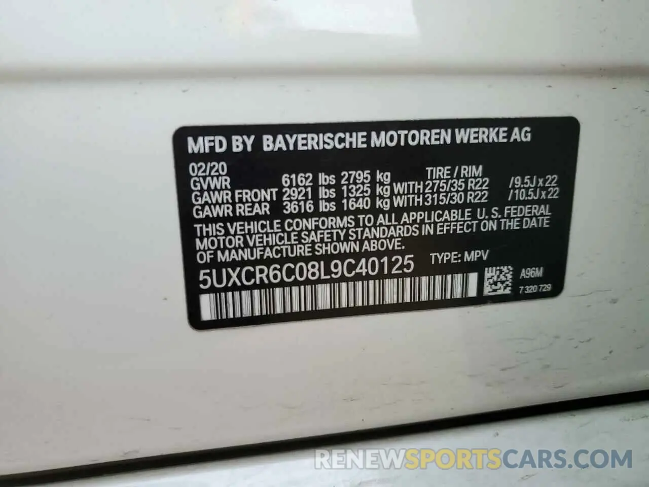 13 Photograph of a damaged car 5UXCR6C08L9C40125 BMW X5 2020