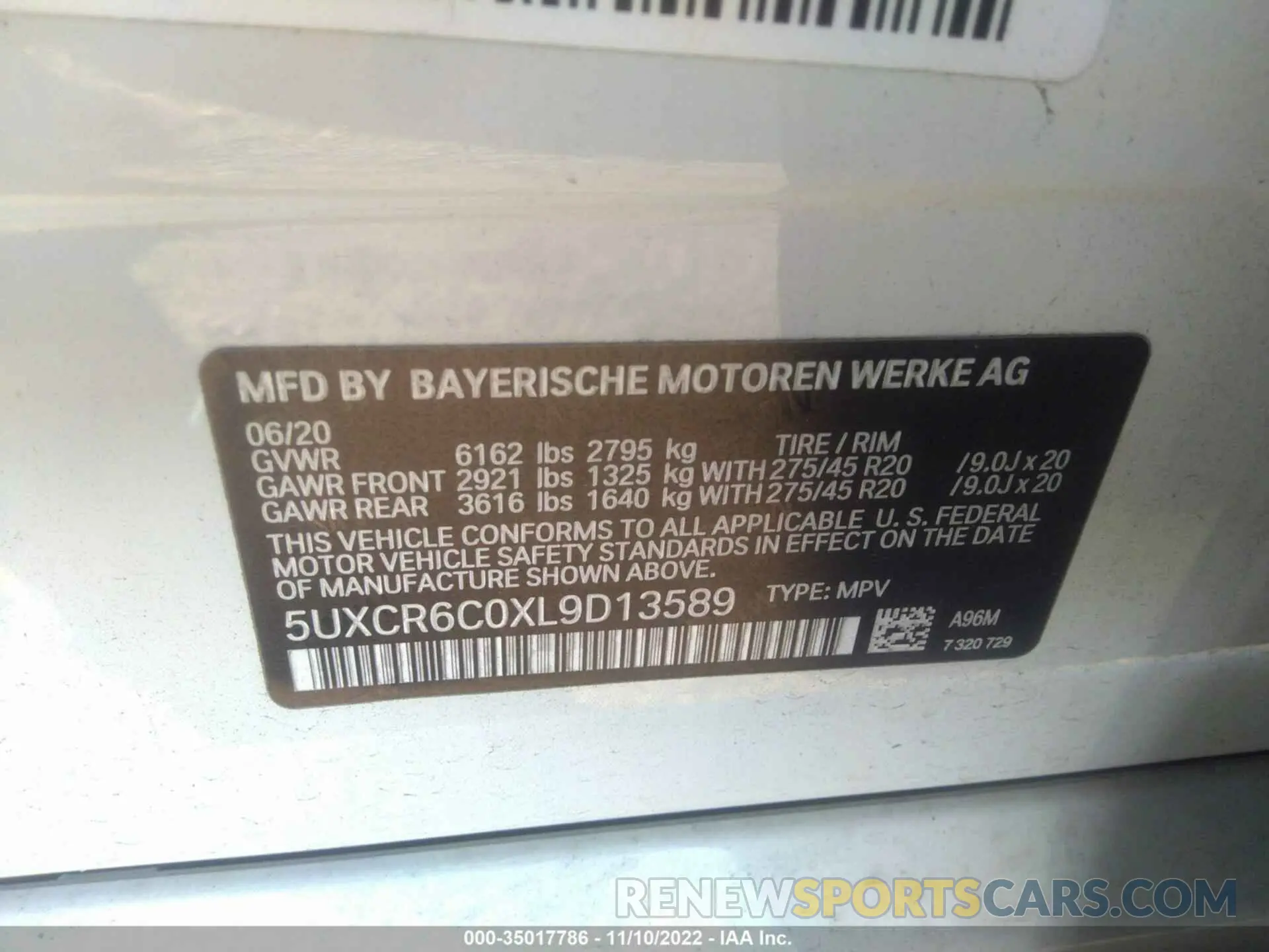 9 Photograph of a damaged car 5UXCR6C0XL9D13589 BMW X5 2020