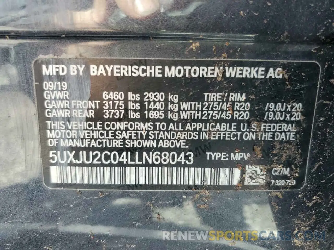 13 Photograph of a damaged car 5UXJU2C04LLN68043 BMW X5 2020