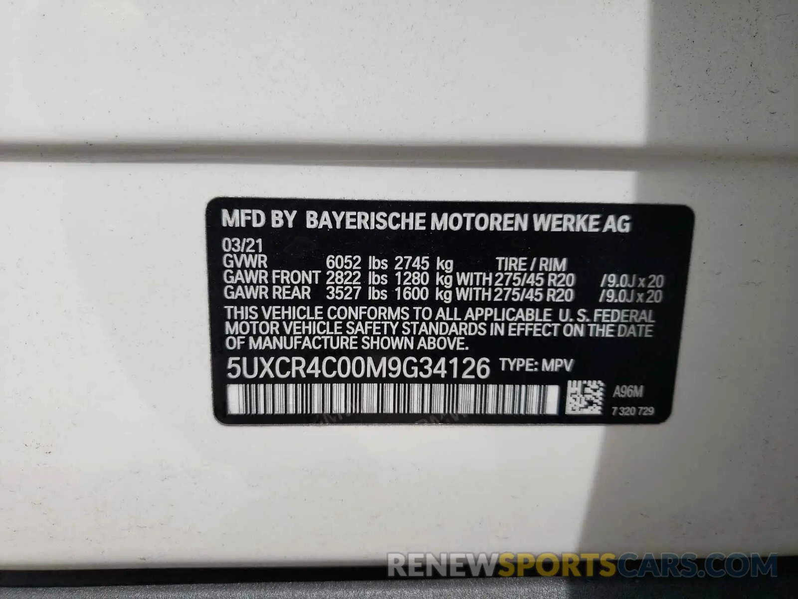 10 Photograph of a damaged car 5UXCR4C00M9G34126 BMW X5 2021