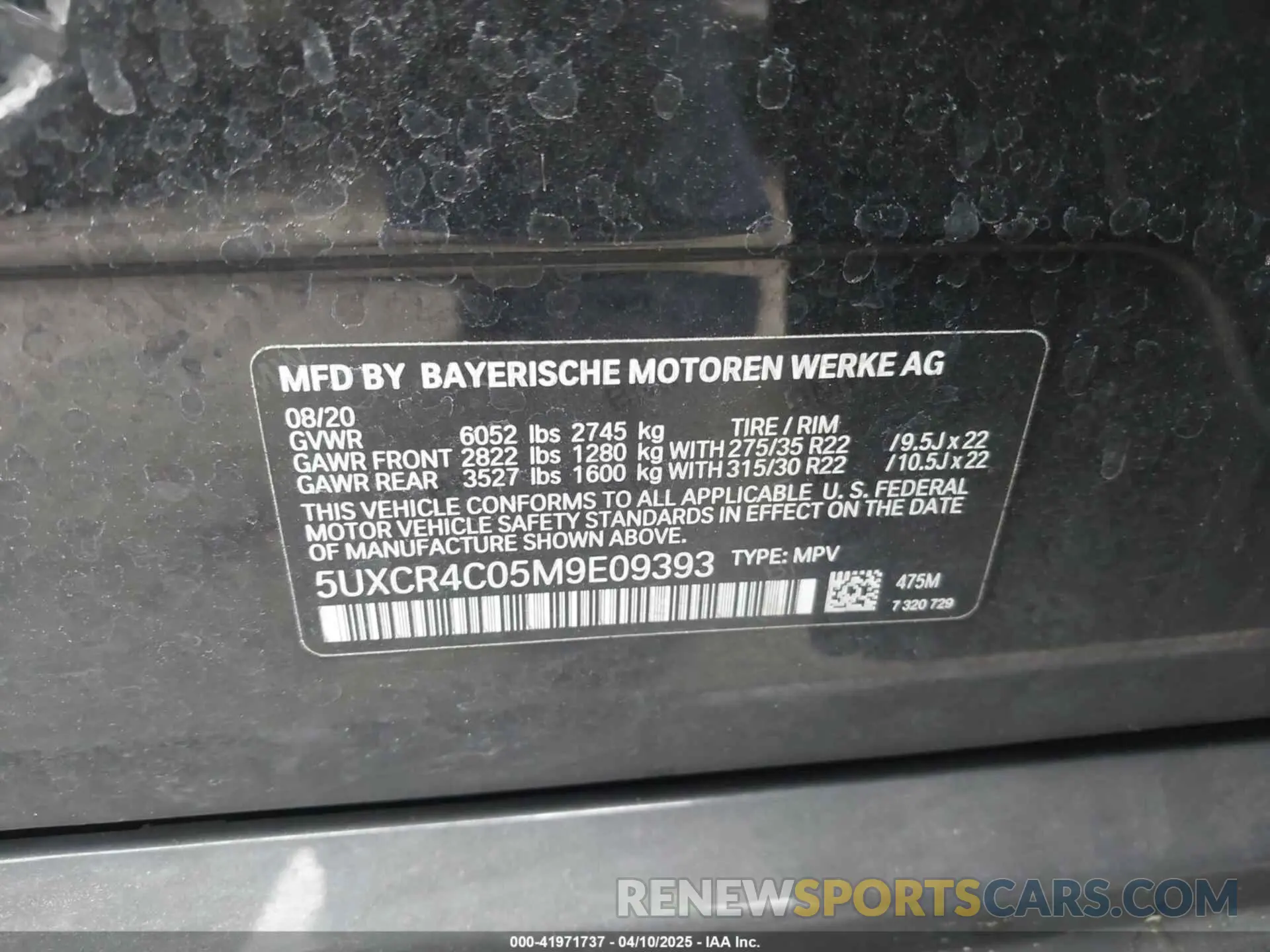 9 Photograph of a damaged car 5UXCR4C05M9E09393 BMW X5 2021