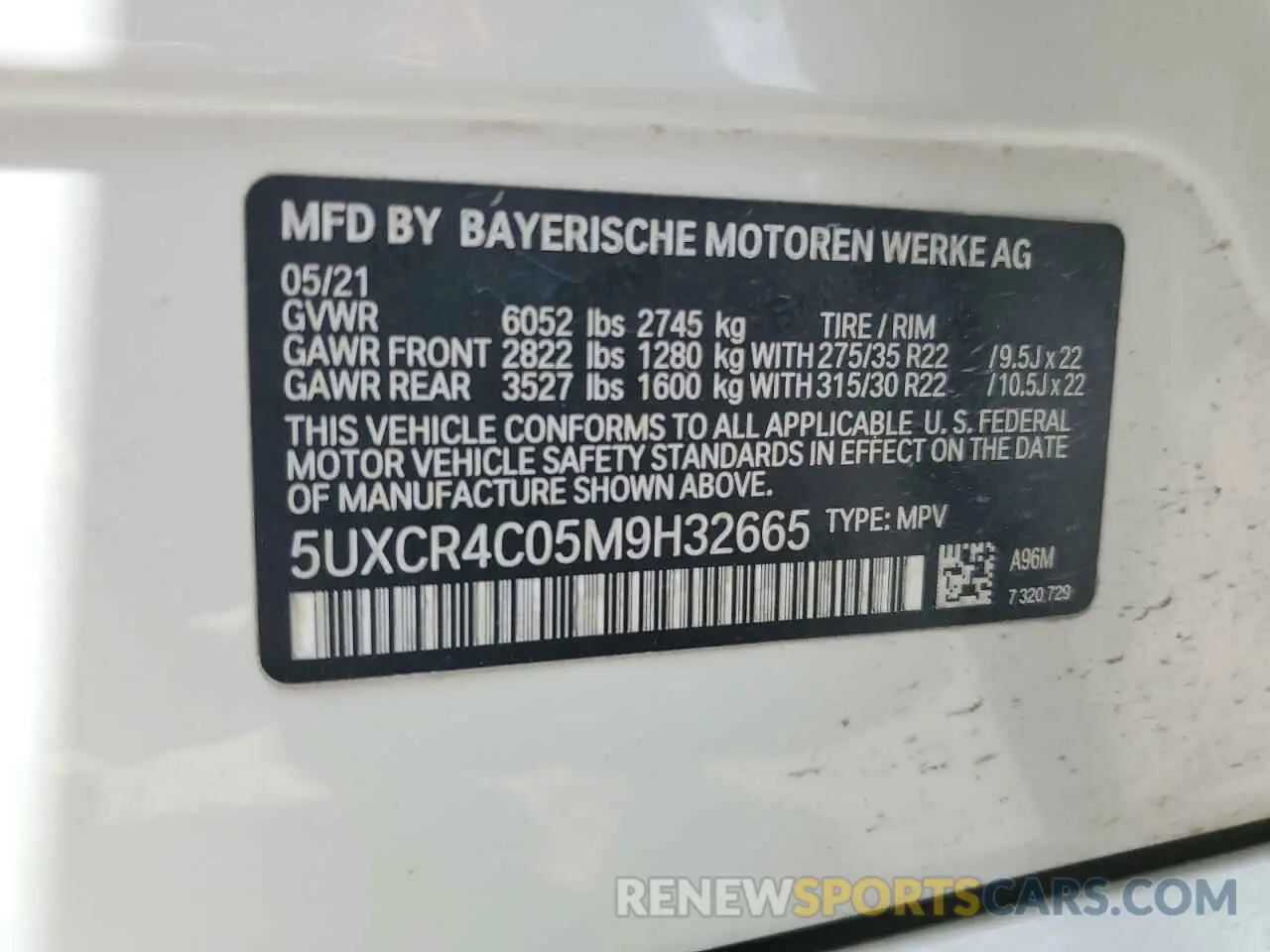 14 Photograph of a damaged car 5UXCR4C05M9H32665 BMW X5 2021