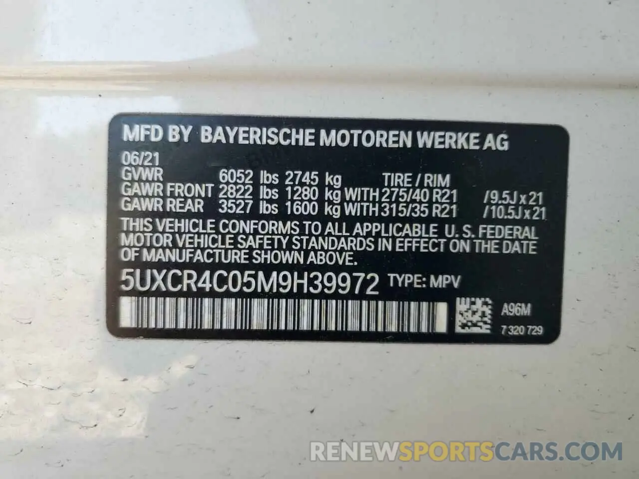 15 Photograph of a damaged car 5UXCR4C05M9H39972 BMW X5 2021