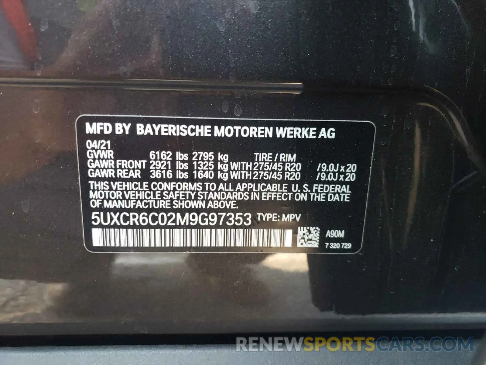10 Фотография поврежденного автомобиля 5UXCR6C02M9G97353 BMW X5 2021