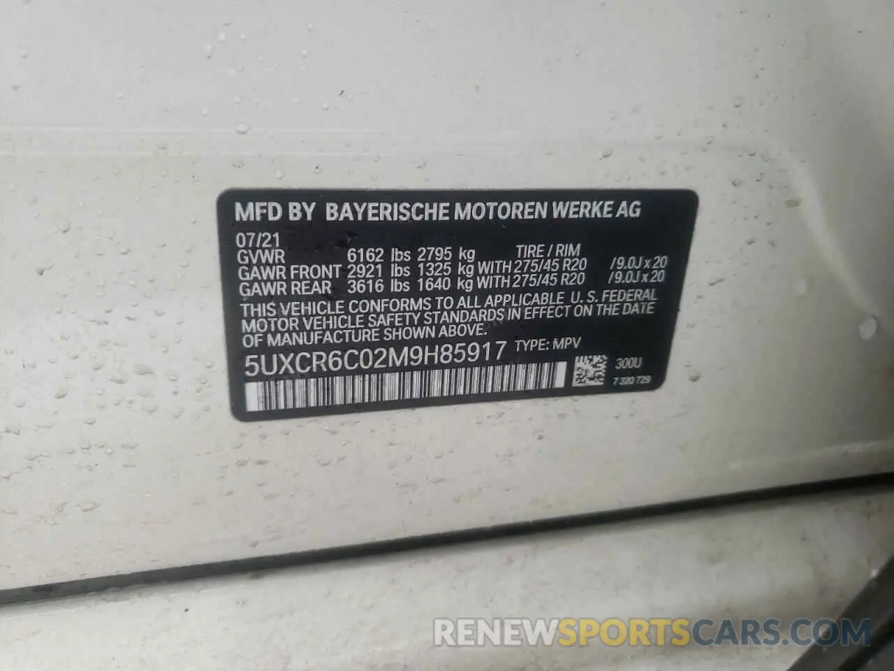 10 Photograph of a damaged car 5UXCR6C02M9H85917 BMW X5 2021