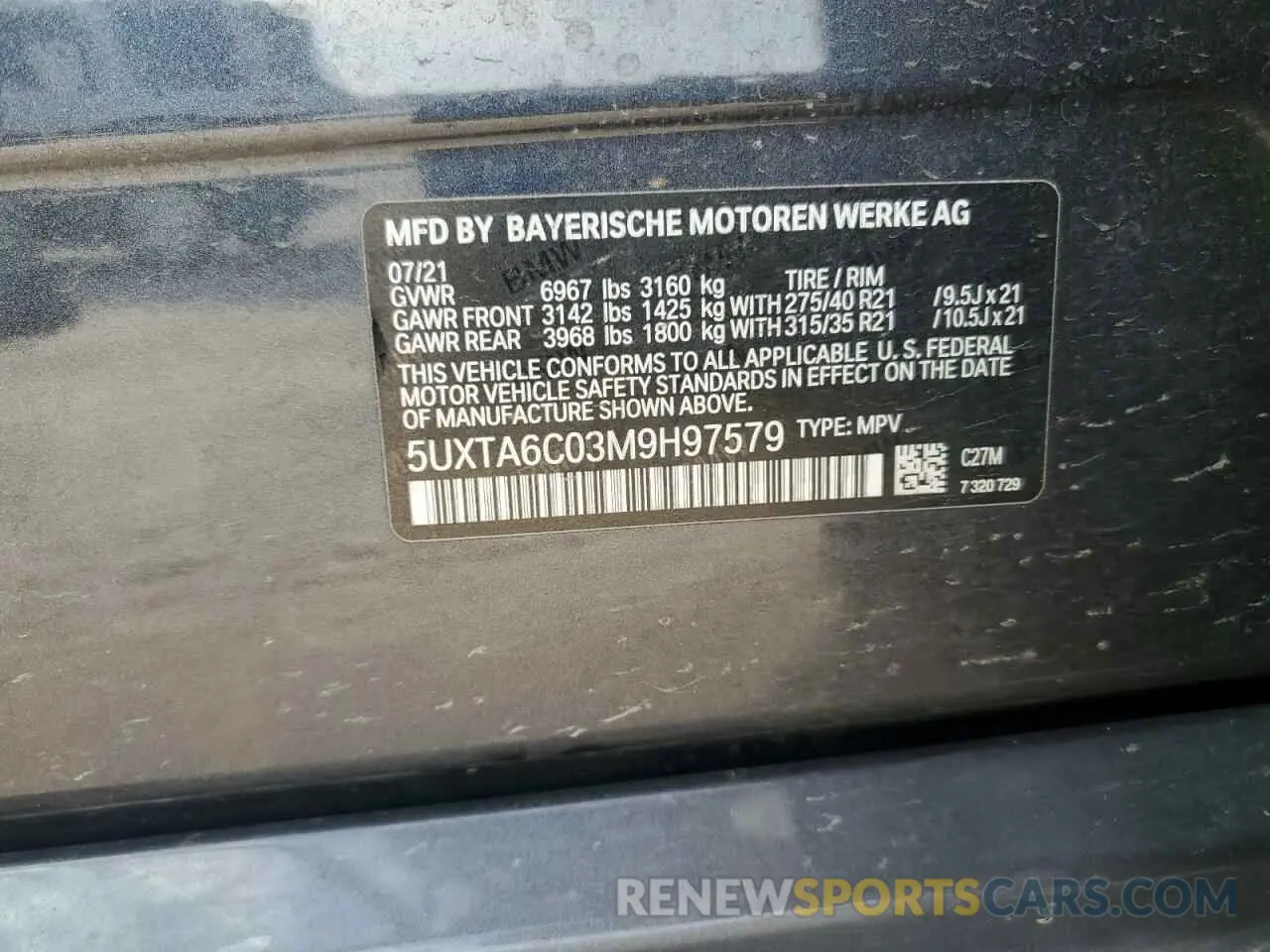 14 Photograph of a damaged car 5UXTA6C03M9H97579 BMW X5 2021