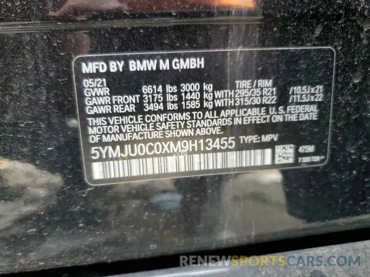 13 Photograph of a damaged car 5YMJU0C0XM9H13455 BMW X5 2021