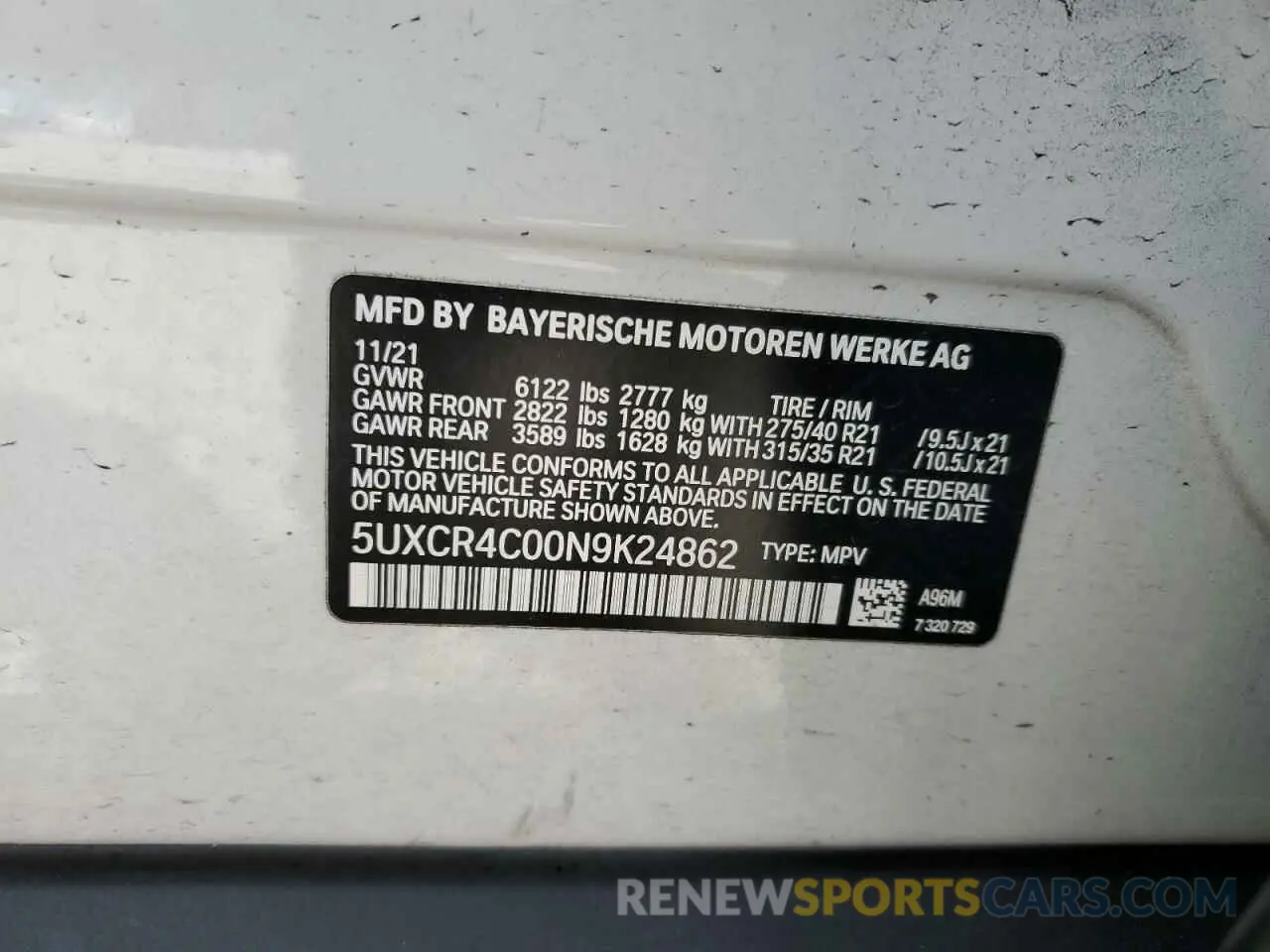 16 Photograph of a damaged car 5UXCR4C00N9K24862 BMW X5 2022