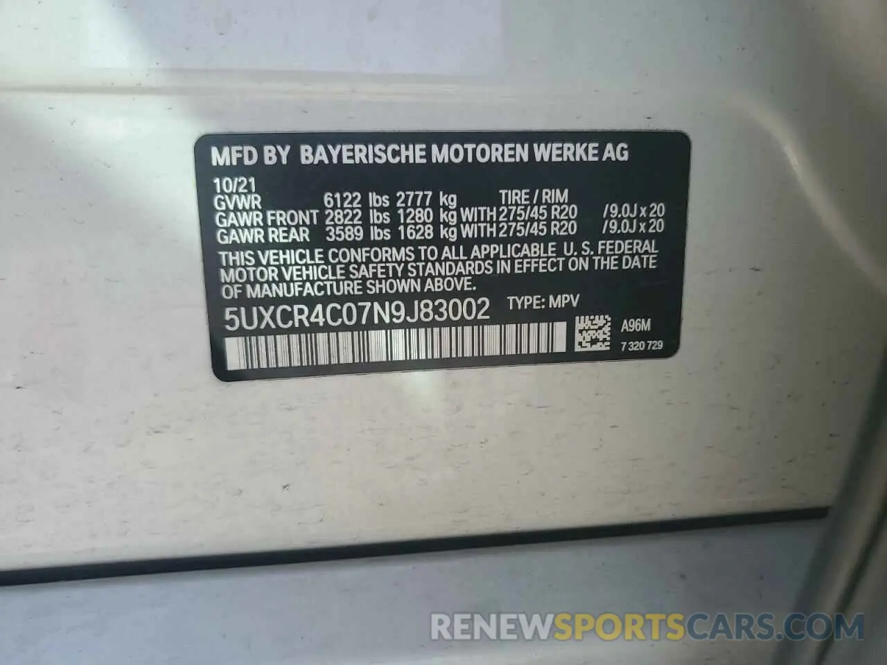 13 Photograph of a damaged car 5UXCR4C07N9J83002 BMW X5 2022