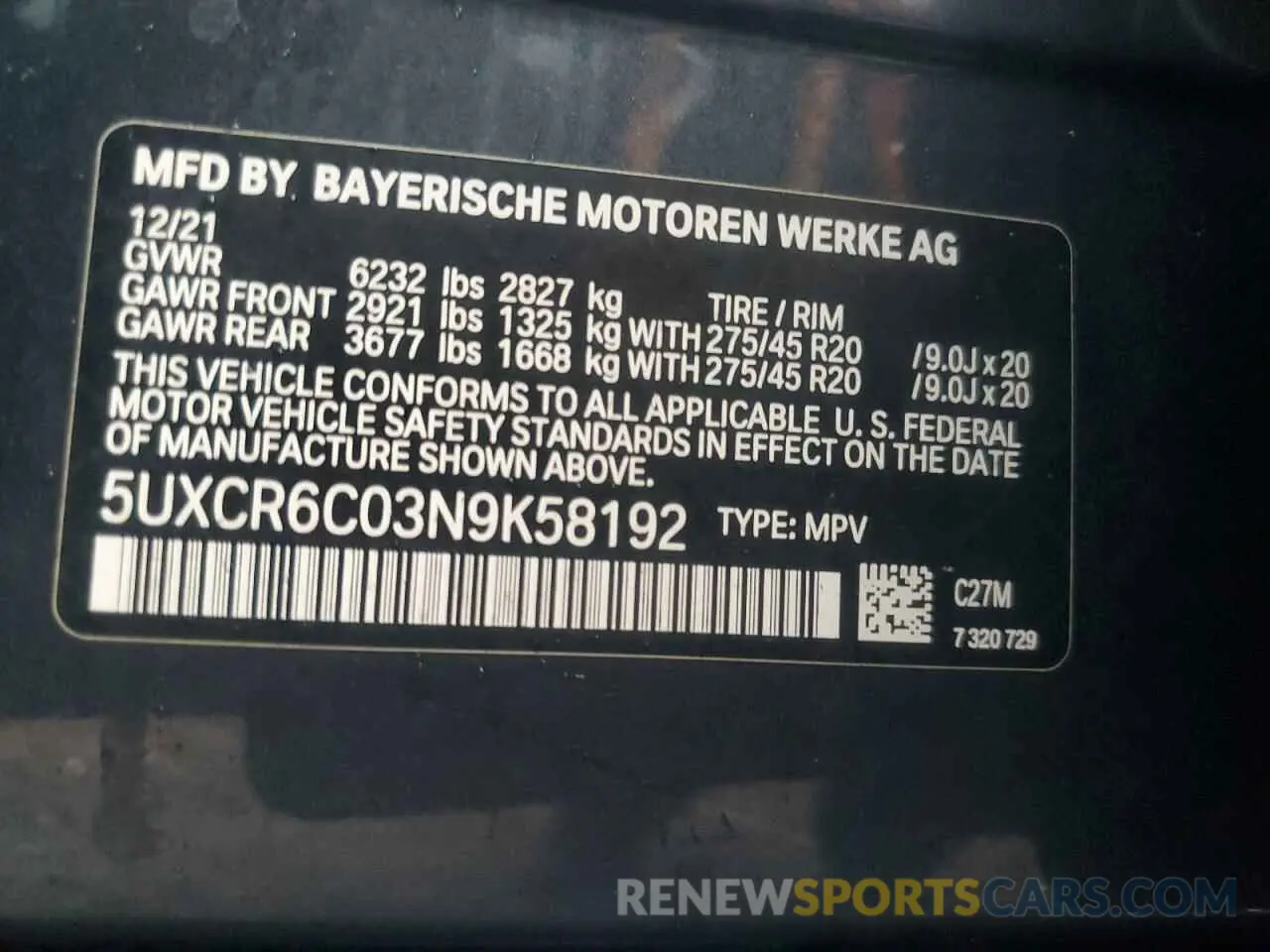 13 Фотография поврежденного автомобиля 5UXCR6C03N9K58192 BMW X5 2022