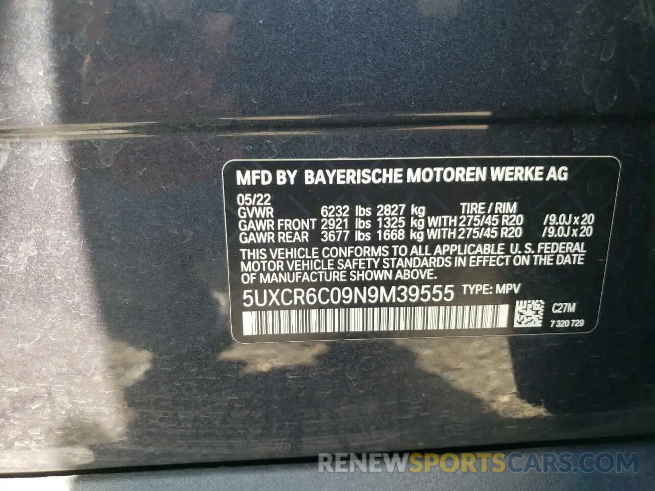 12 Photograph of a damaged car 5UXCR6C09N9M39555 BMW X5 2022