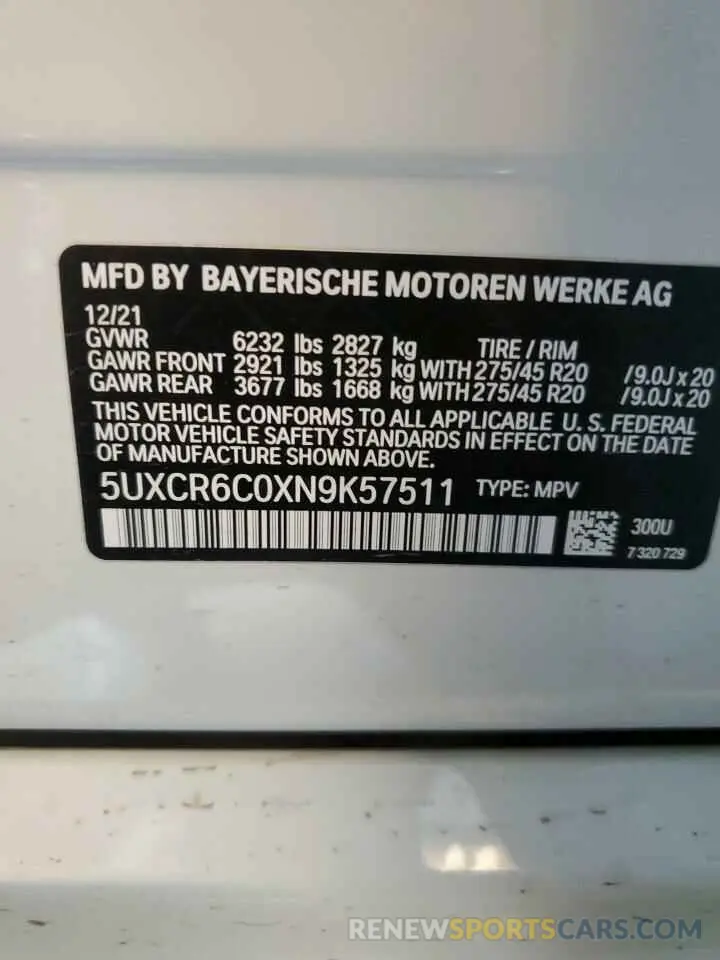 14 Фотография поврежденного автомобиля 5UXCR6C0XN9K57511 BMW X5 2022