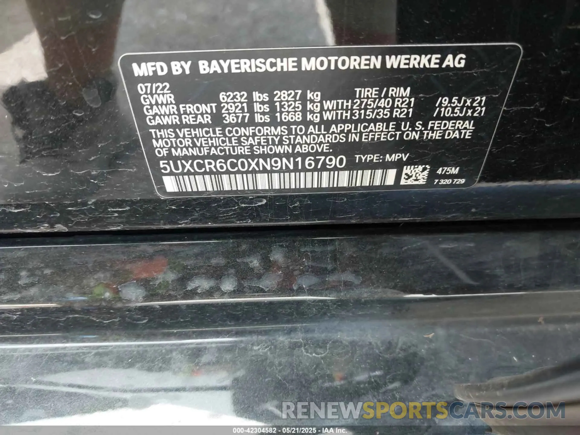 9 Фотография поврежденного автомобиля 5UXCR6C0XN9N16790 BMW X5 2022