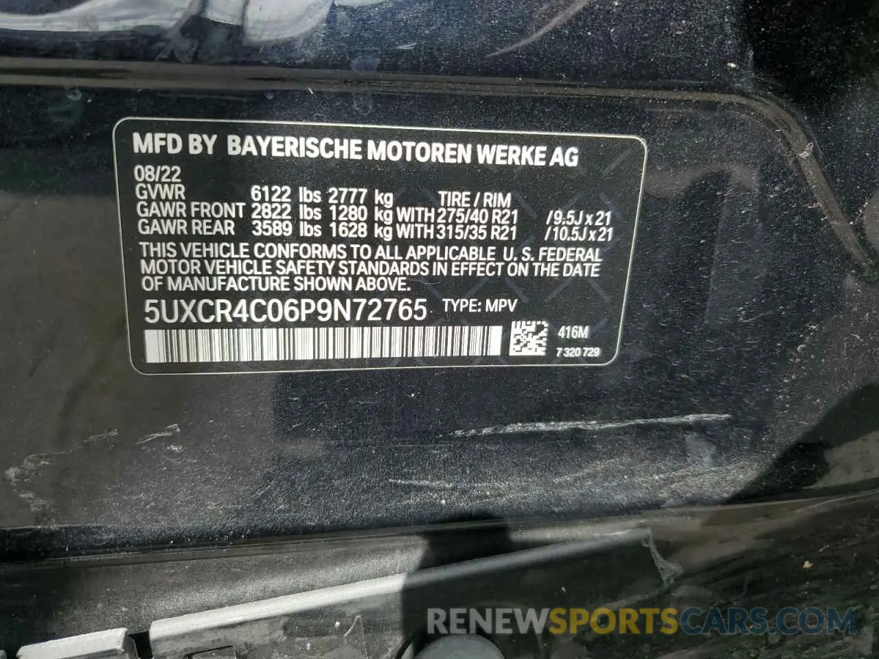 13 Photograph of a damaged car 5UXCR4C06P9N72765 BMW X5 2023