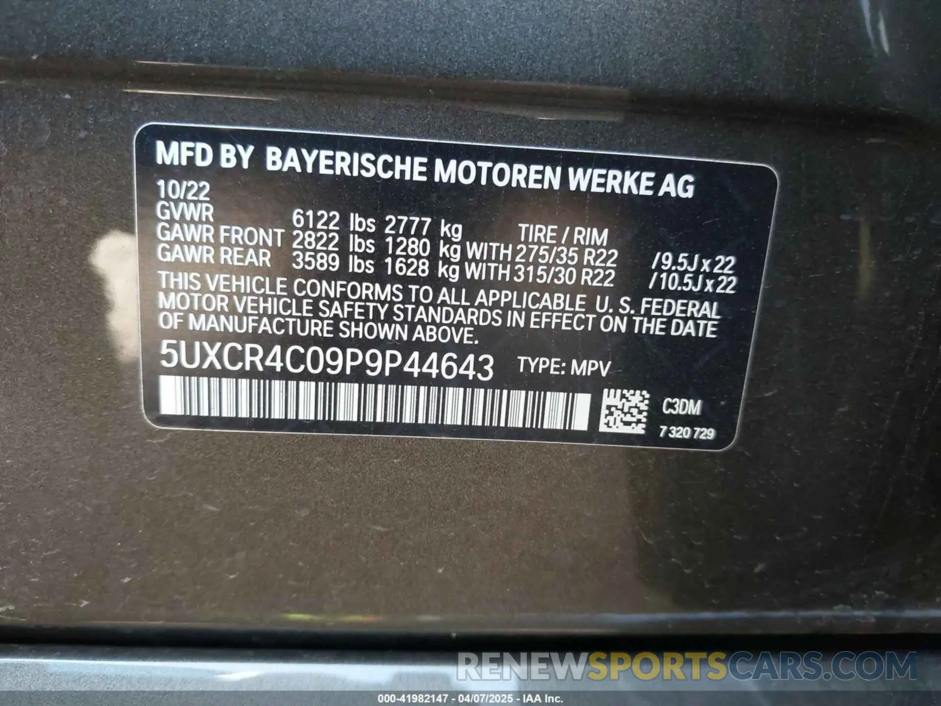 9 Фотография поврежденного автомобиля 5UXCR4C09P9P44643 BMW X5 2023