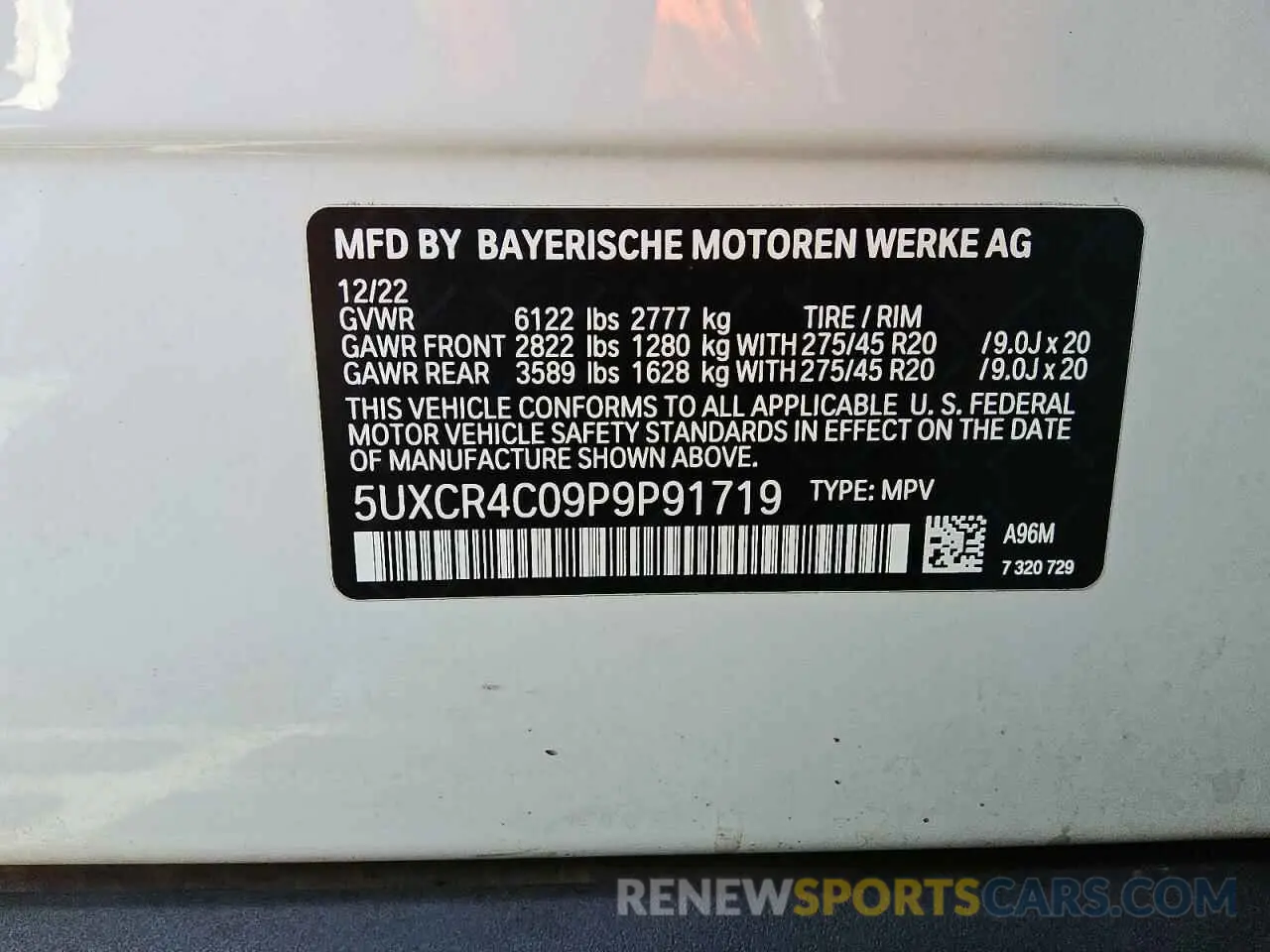 13 Photograph of a damaged car 5UXCR4C09P9P91719 BMW X5 2023