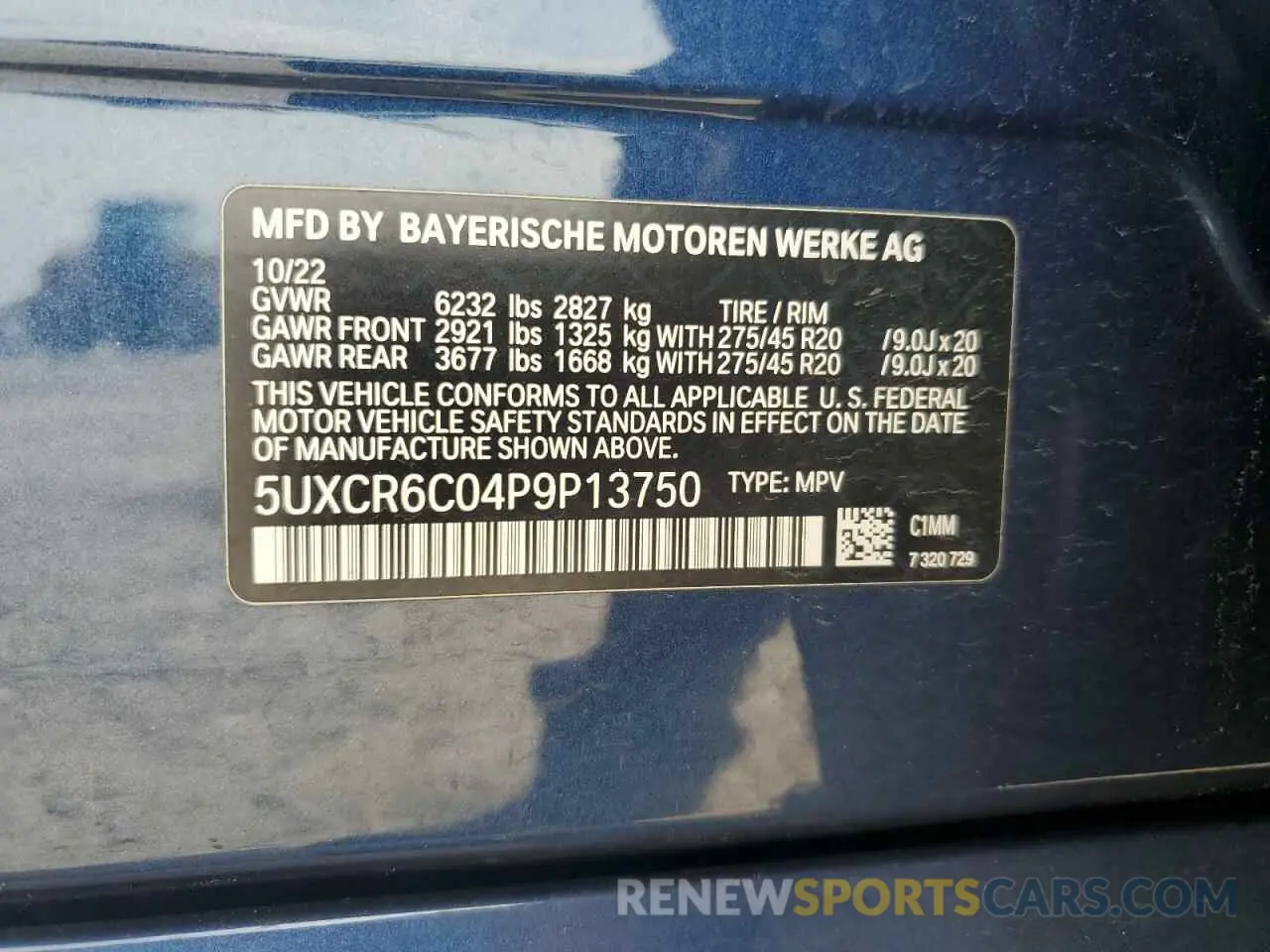 13 Photograph of a damaged car 5UXCR6C04P9P13750 BMW X5 2023