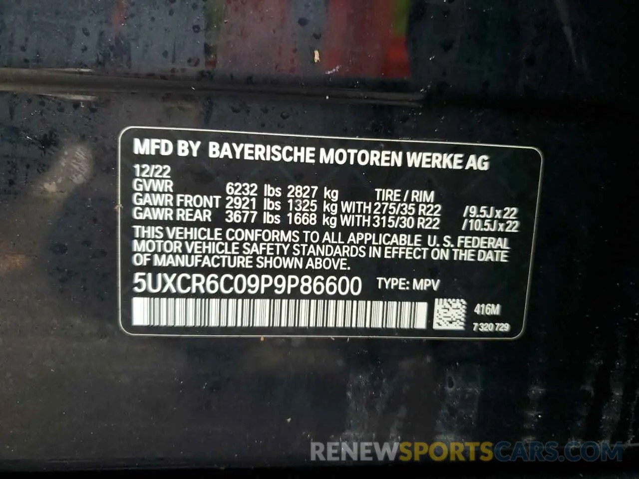14 Photograph of a damaged car 5UXCR6C09P9P86600 BMW X5 2023
